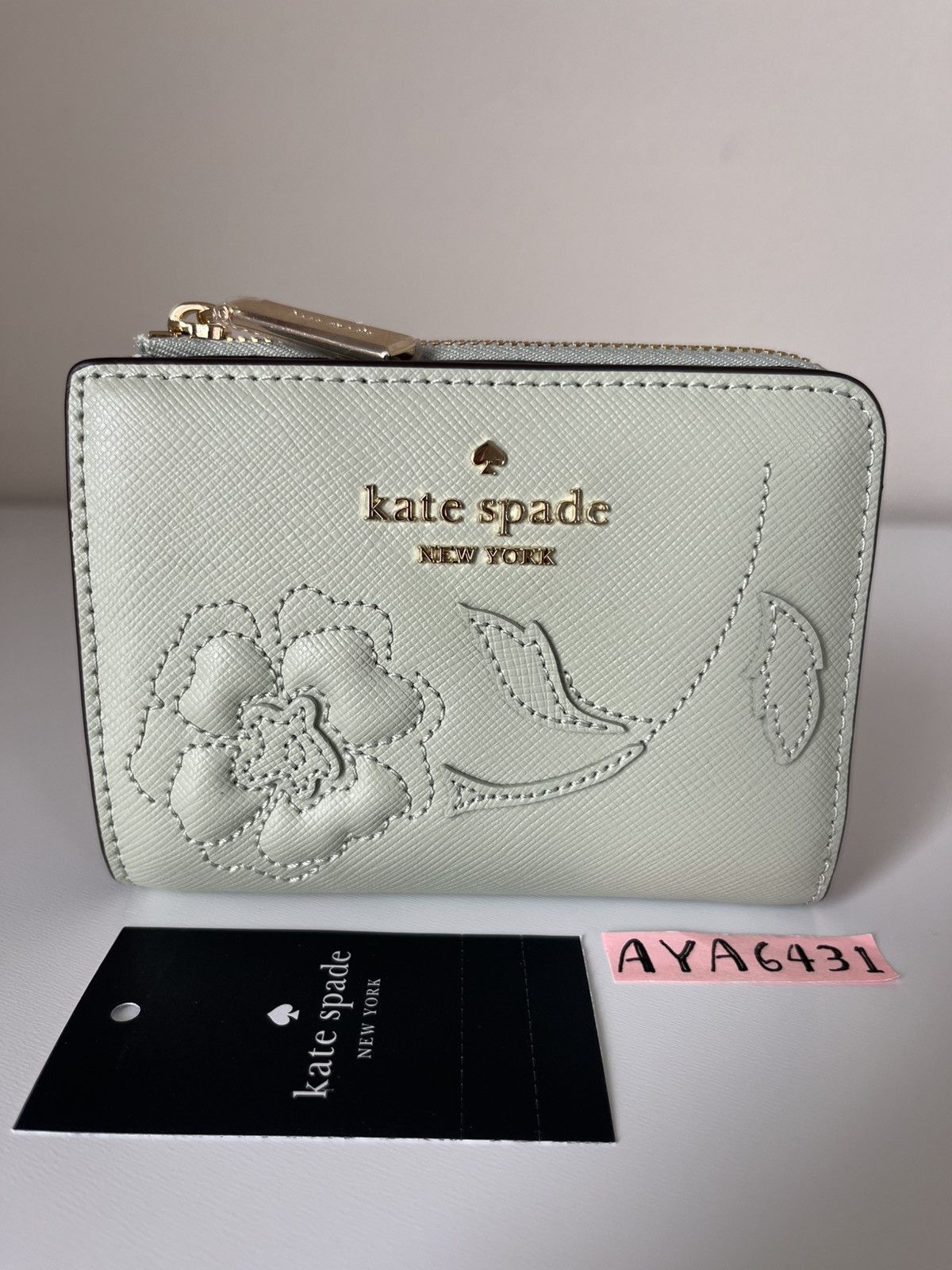 Kate Spade Madison Floral Applique Small L-Zip Wallet