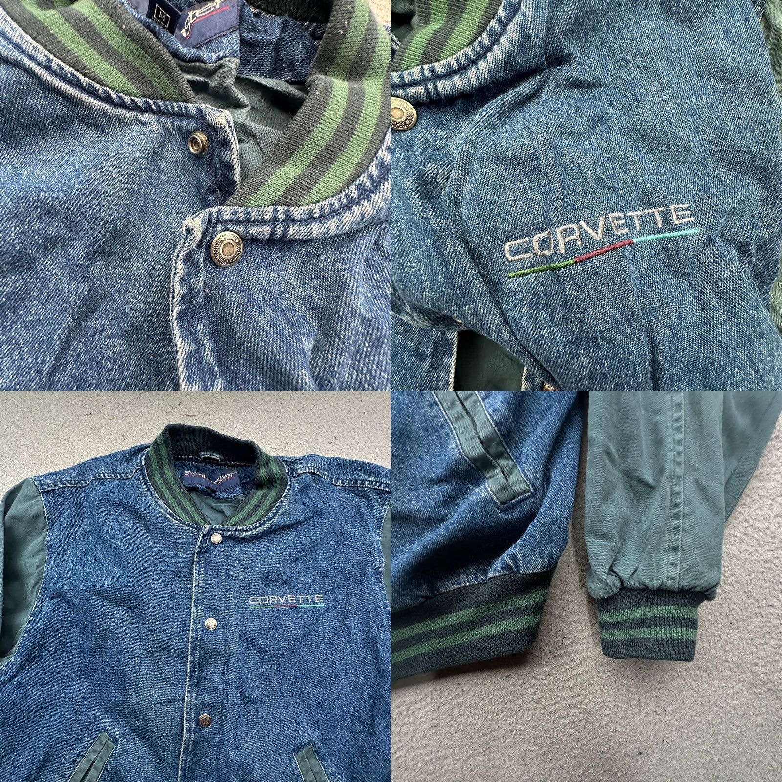 Denime VINTAGE Swingster Corvette Logo Denim Jacket Mens Medium Blue Size US 31 - 8 Thumbnail