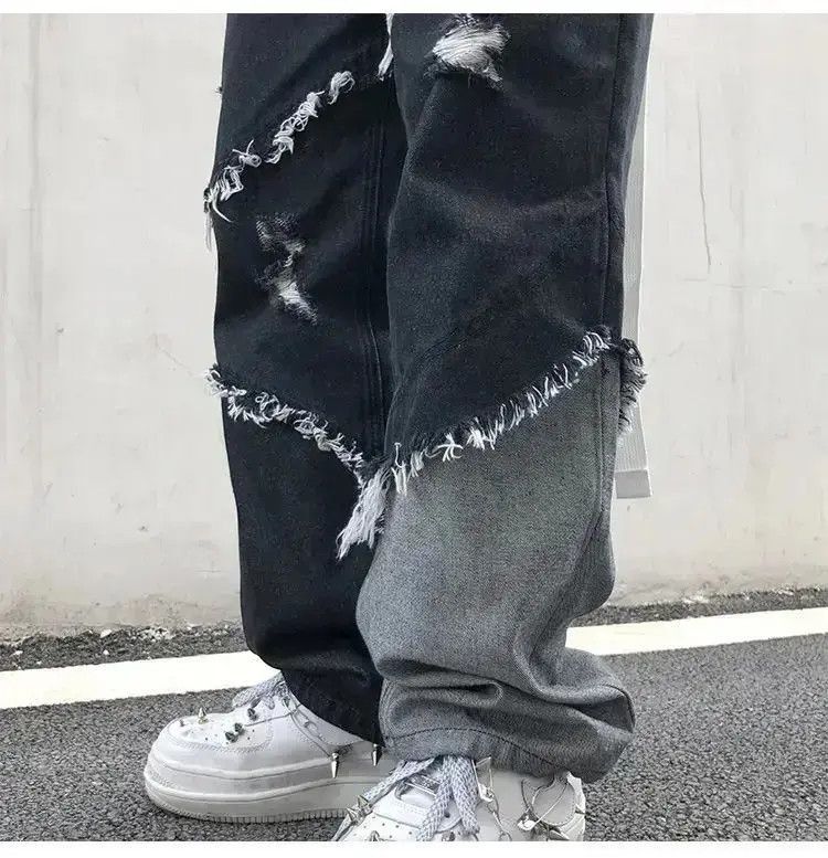 Japanese Brand Baggy Distressed patchwork jeans denim y2k vintage Size US 32 / EU 48 - 2 Thumbnail