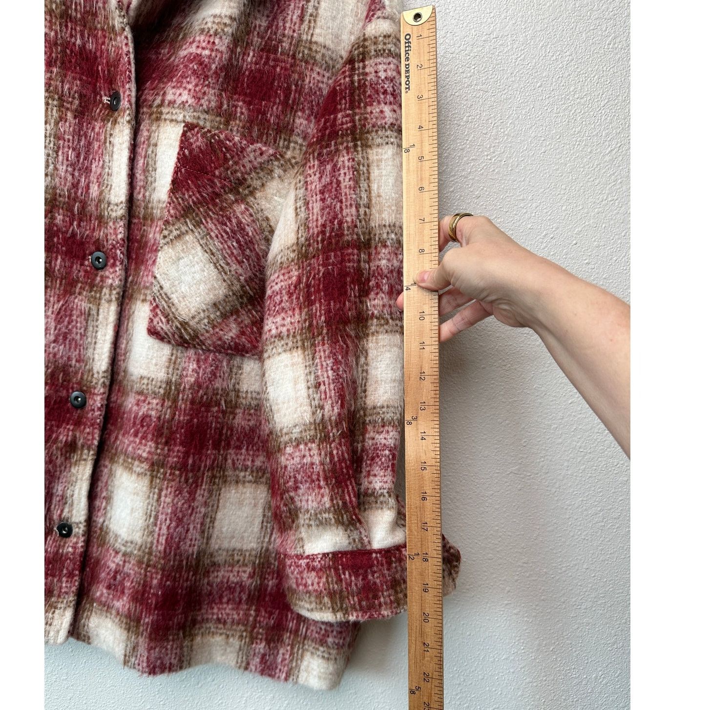 Zara Zara Jacket Red Brown Cream Plaid Womens US XL Fuzzy Size XL / US 12-14 / IT 48-50 - 15 Thumbnail
