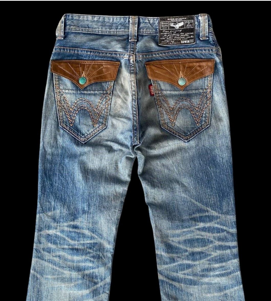 Edwin FLARED VINTAGE EDWIN JAPAN BULLS BOOTCUT DISTRESSED DENIM Size US 30 / EU 46 - 5 Thumbnail