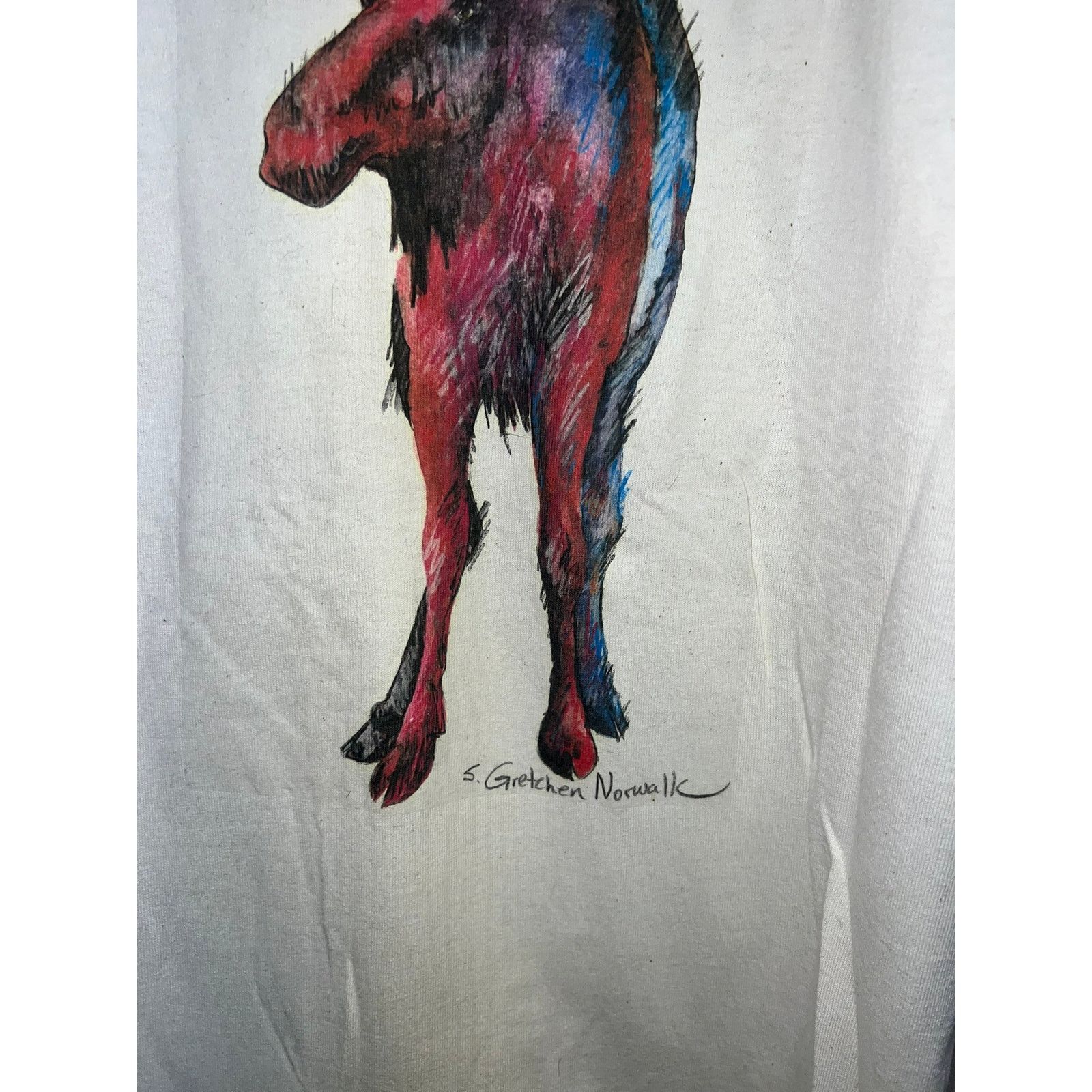 Tultex Vintage Moose Shirt Long Sleeve Art Artwork Animal Nature M Size US M / EU 48-50 / 2 - 4 Thumbnail