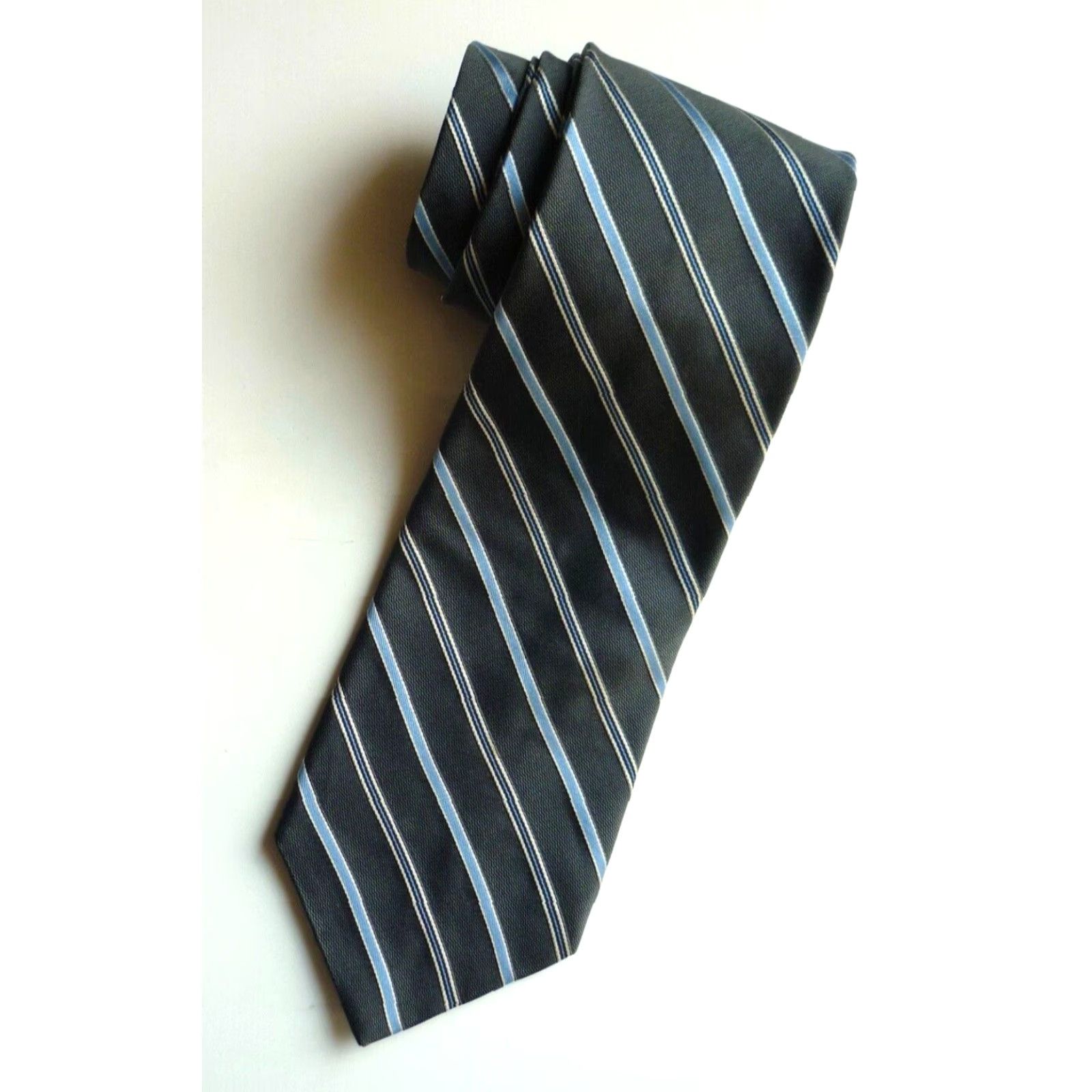 Brooks Brothers VINTAGE Brooks Brothers Makers Tie Woven in Italy Made in USA Men’s Stripes Gray and Blue 59.5" 3.5" Length Width Silk Cotton Designer Pre-owned Mens Size ONE SIZE - 2 Thumbnail