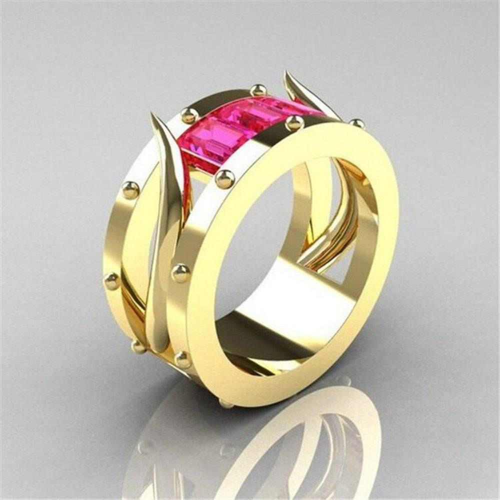 Designer Modern 2.0 Carat Ruby Red Gold Channel Cluster Ring - Size 7 Size ONE SIZE - 7 Thumbnail