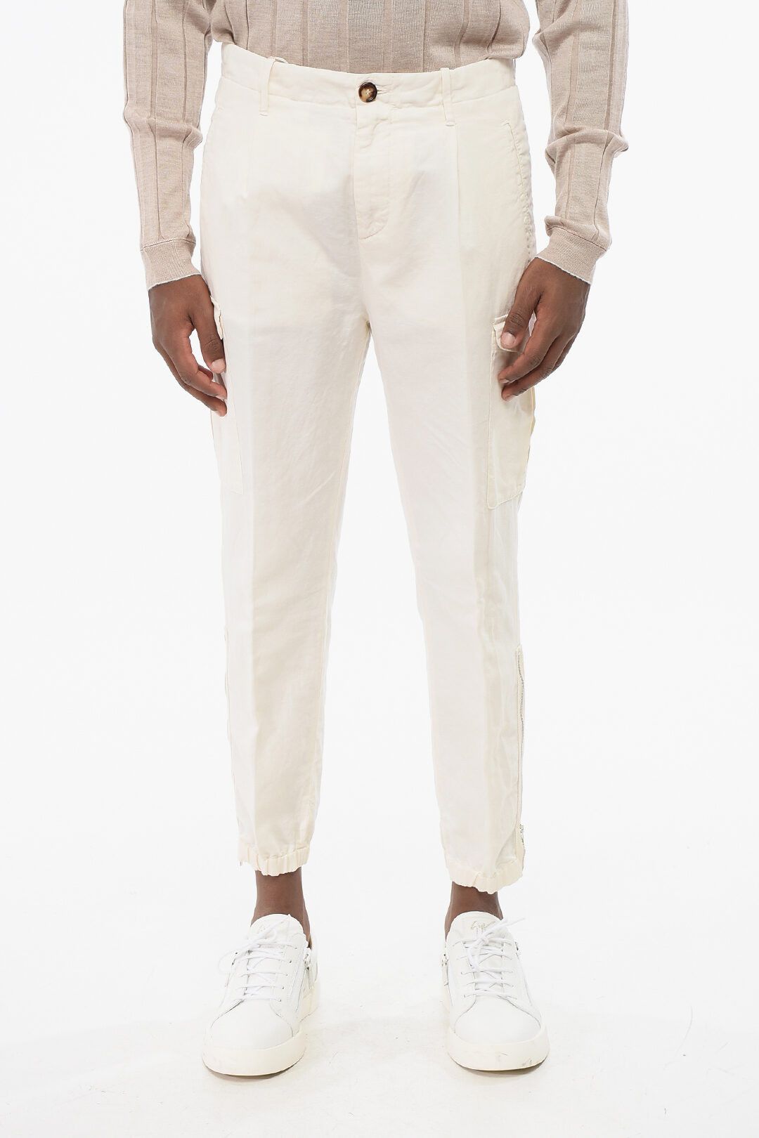 Brunello Cucinelli og1mm0725 Linen Blend Cargo Pant in White Size US 32 / EU 48 - 1 Thumbnail