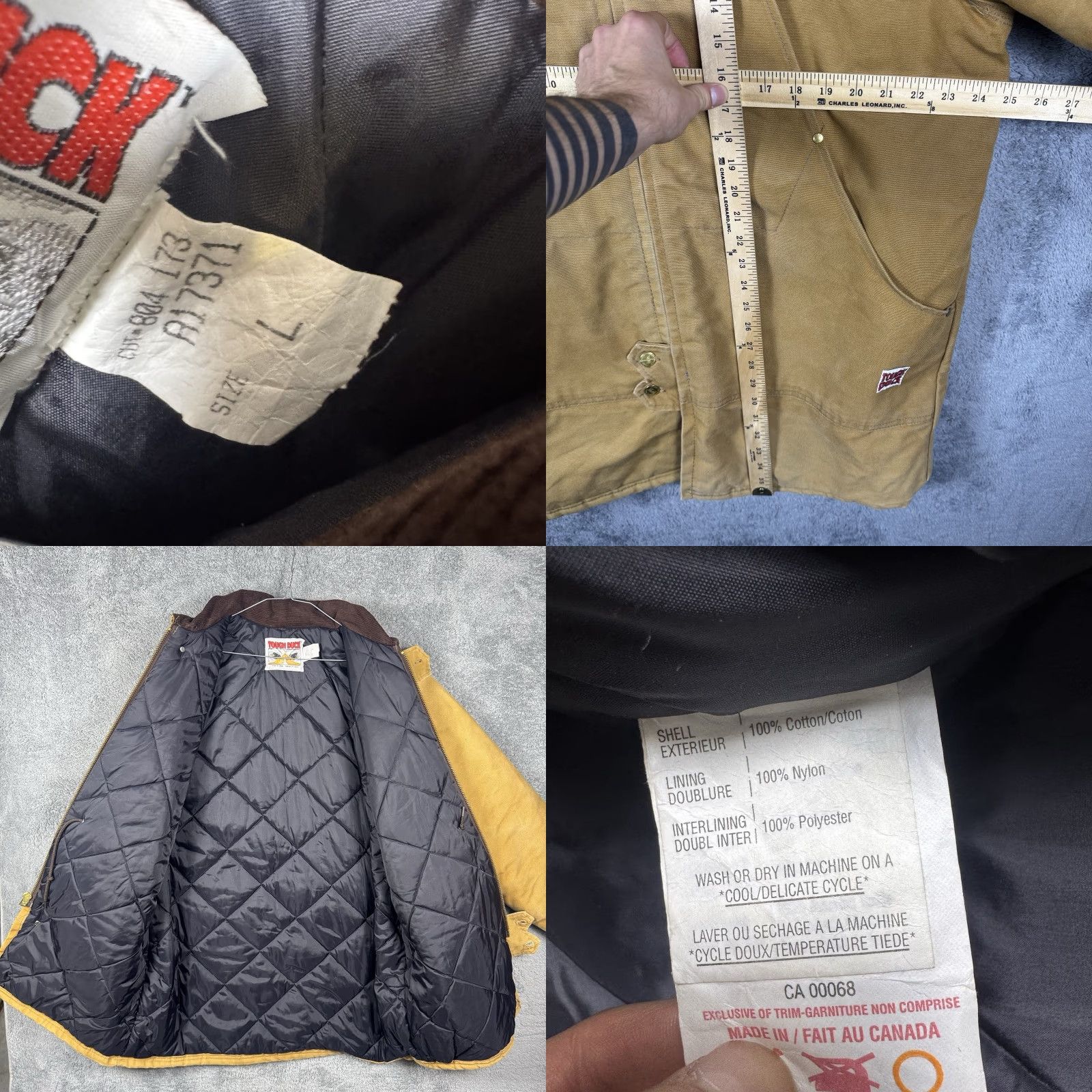 Vintage Tough Duck Jacket Mens Large Canvas Field Barn Workwear Chore Coat Quilted Size US L / EU 52-54 / 3 - 8 Thumbnail