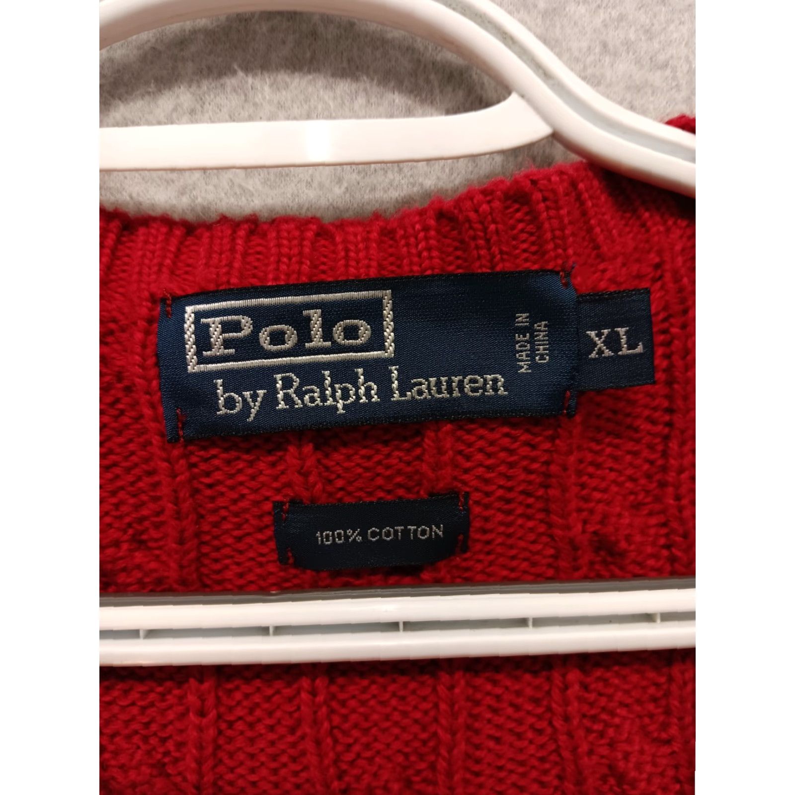 Polo Ralph Lauren VINTAGE Polo Ralph Lauren Vest Men's XL Red Cable Knit V Neck 100% Cotton Size US XL / EU 56 / 4 - 3 Thumbnail