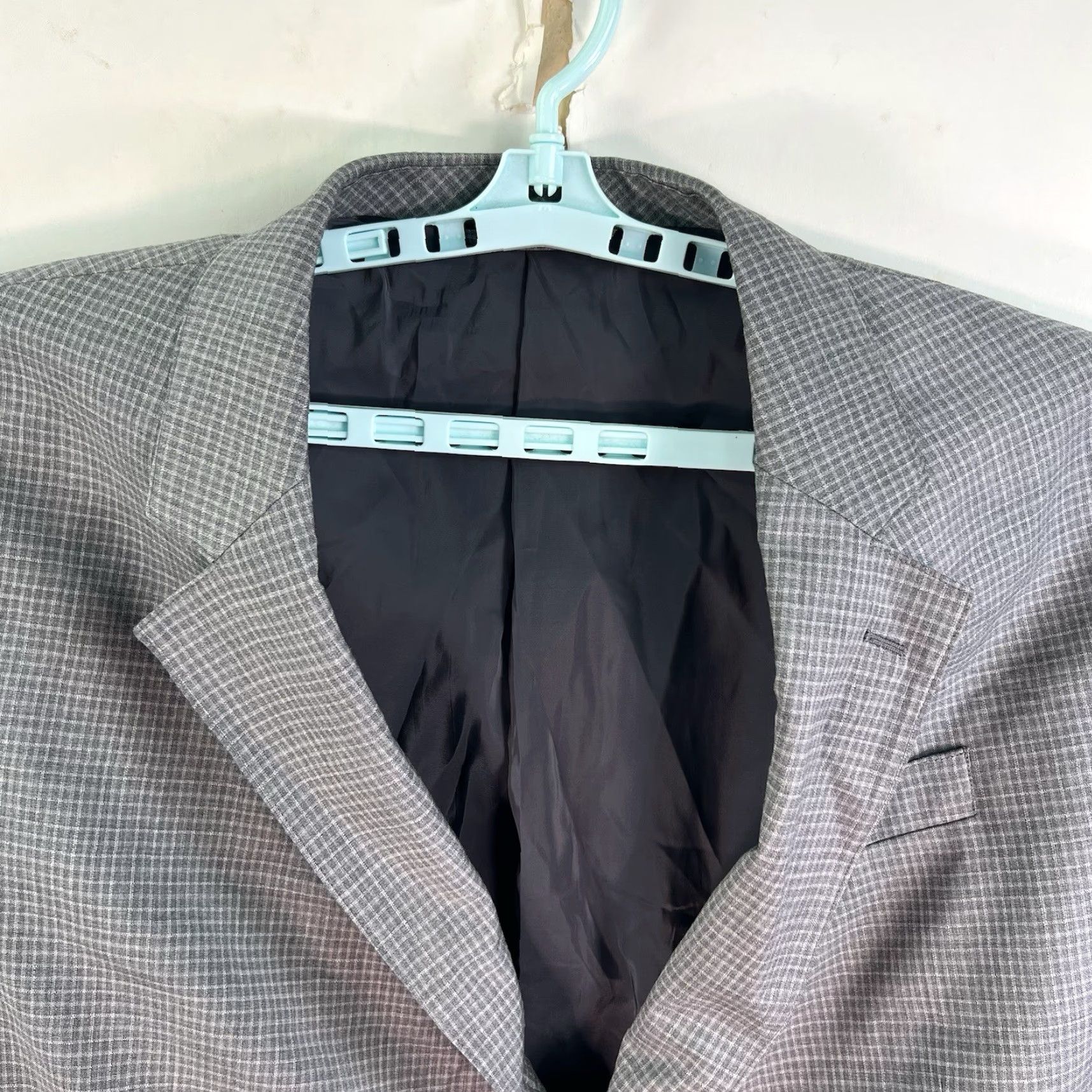 Bonobos VINTAGE Bonobos Italian Wool Check Blazer Sport Coat Men Size 54 Gray Business Casual 2-Piece Size 54R - 3 Thumbnail