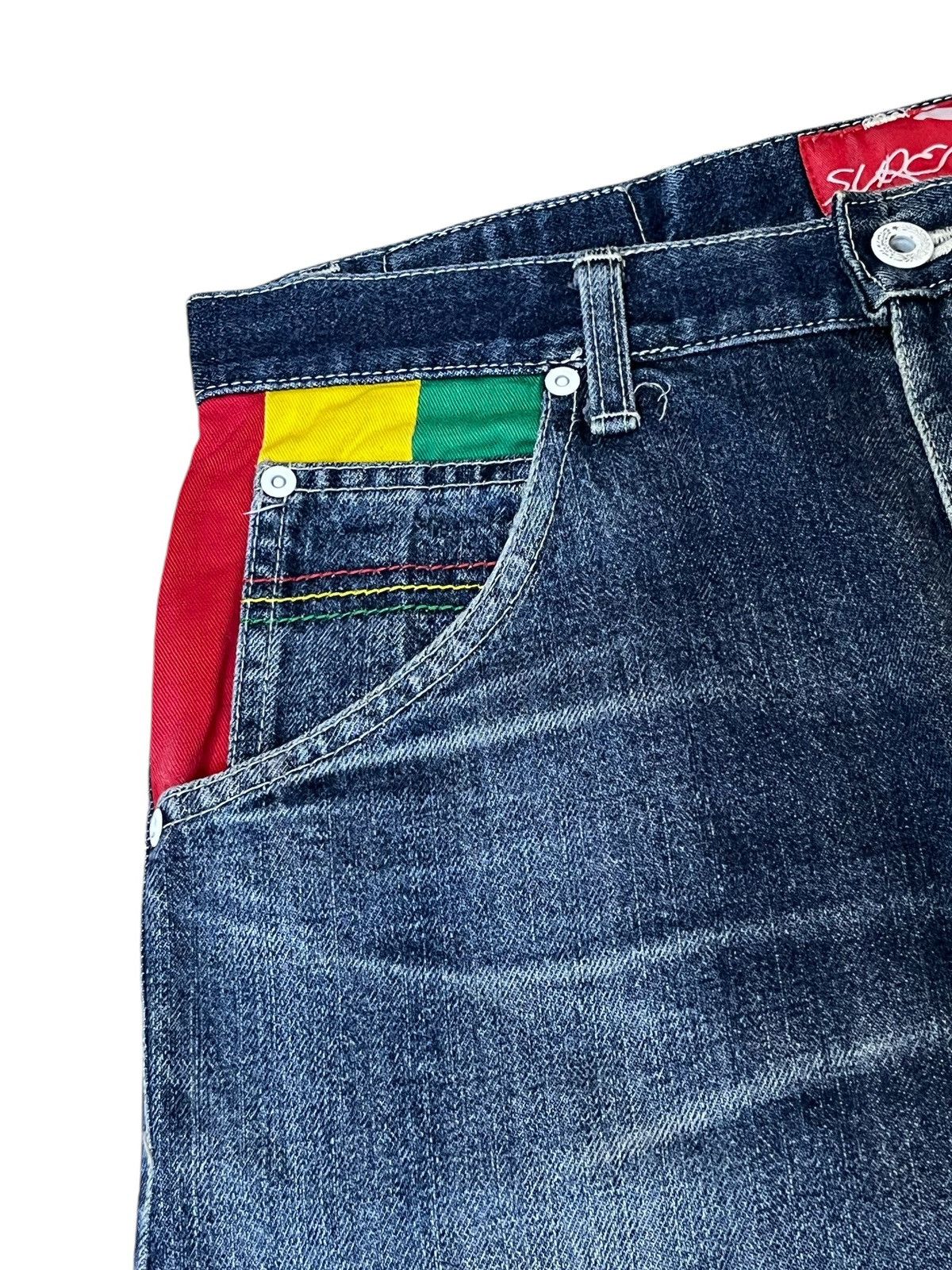 Japanese Brand SICK Y2K JAPANESE BRAND RASTA COLOUR JEANS MADE IN JAPAN Size US 32 / EU 48 - 5 Thumbnail