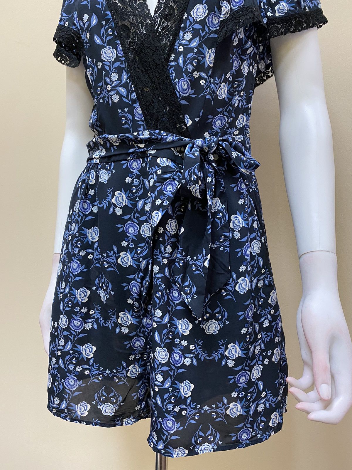 Sandro Sandro Womens Floral Blue Playsuit Size 36 Size XS / US 0-2 / IT 36-38 - 6 Thumbnail