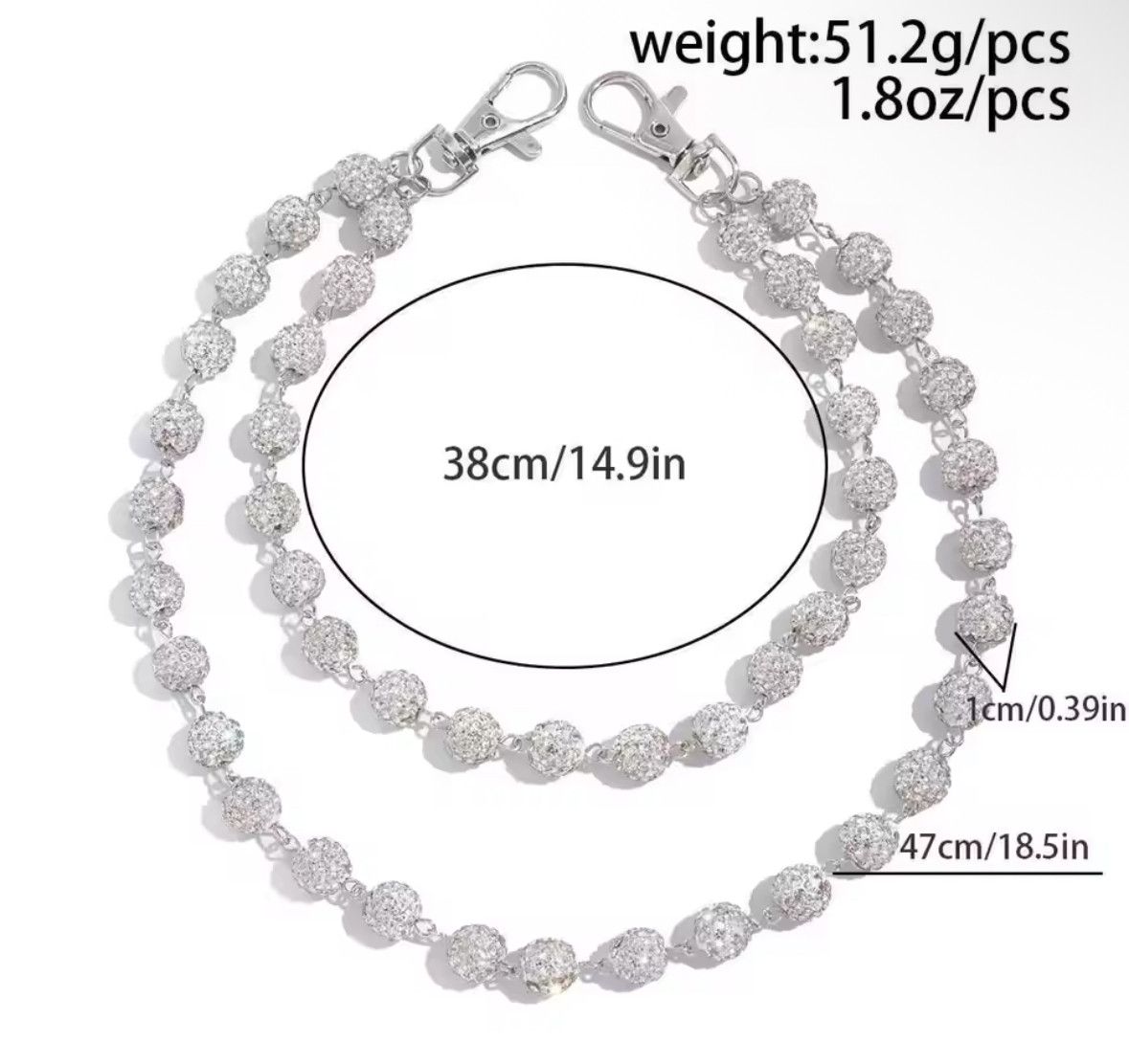 Other Exquisite Rhinestone Imite Pearl Keychain Wallet Belt Chain Size ONE SIZE - 4 Thumbnail