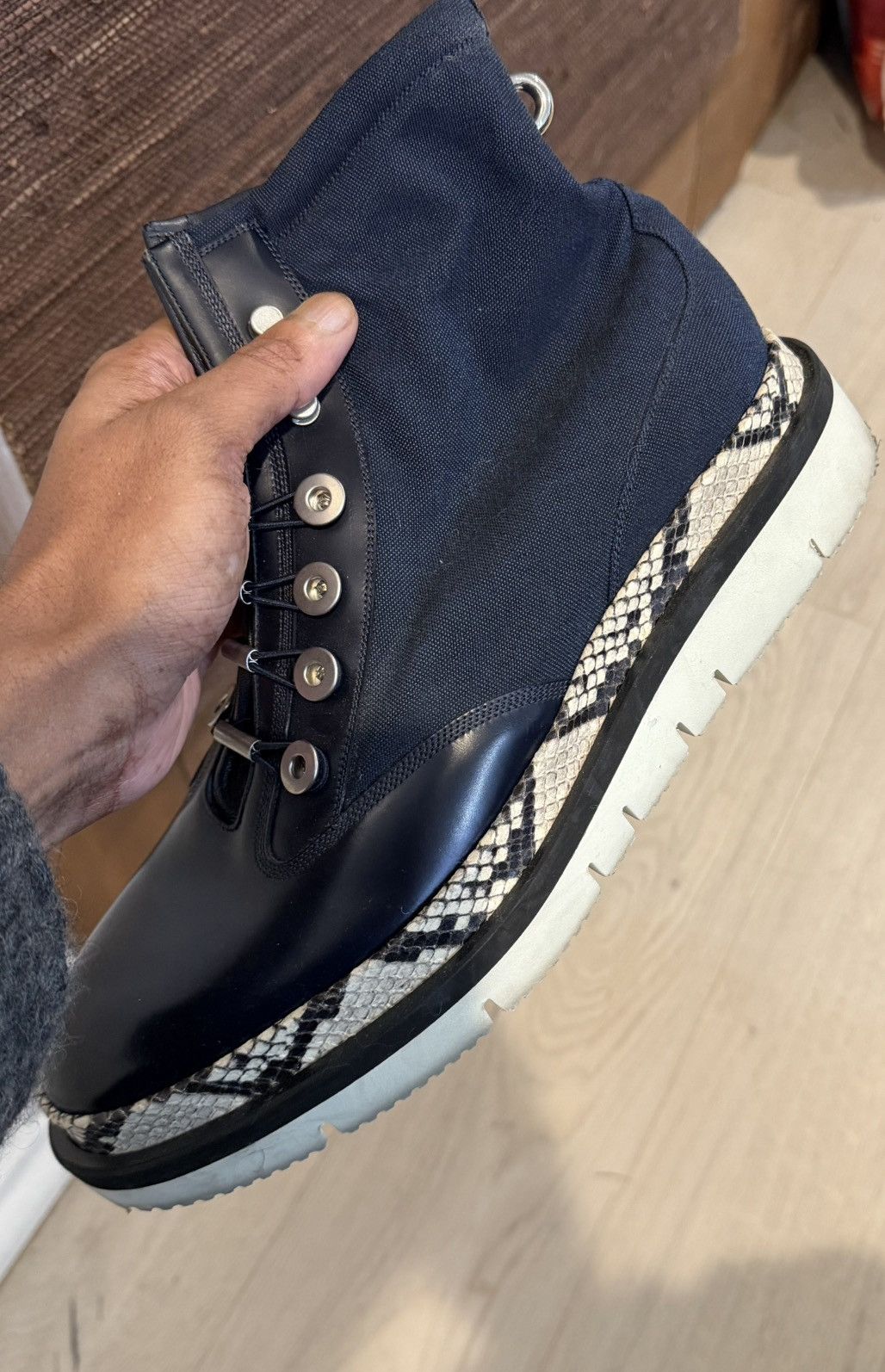 OAMC Tropic Snakeskin Navy Leather Boots Size US 10 / EU 43 - 5 Thumbnail