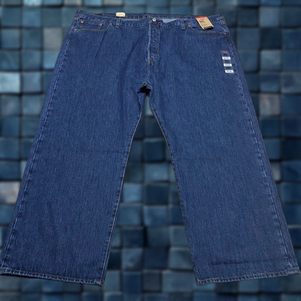 Levi's NWT Levi's 501 Mens Jeans 52x30 Blue Denim Dark Wash Classic Fit Jeans Men's Straight 5-Pocket Design Inseam 28 in Size US 34 / EU 50 - 1 Thumbnail