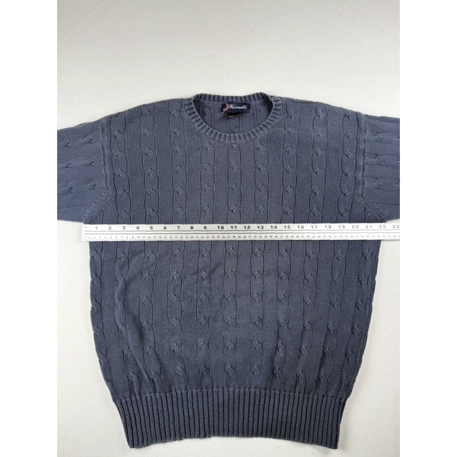 Faconnable VINTAGE Façonnable Sweater Mens Blue Cable Knit Cotton Small Size US S / EU 44-46 / 1 - 6 Thumbnail