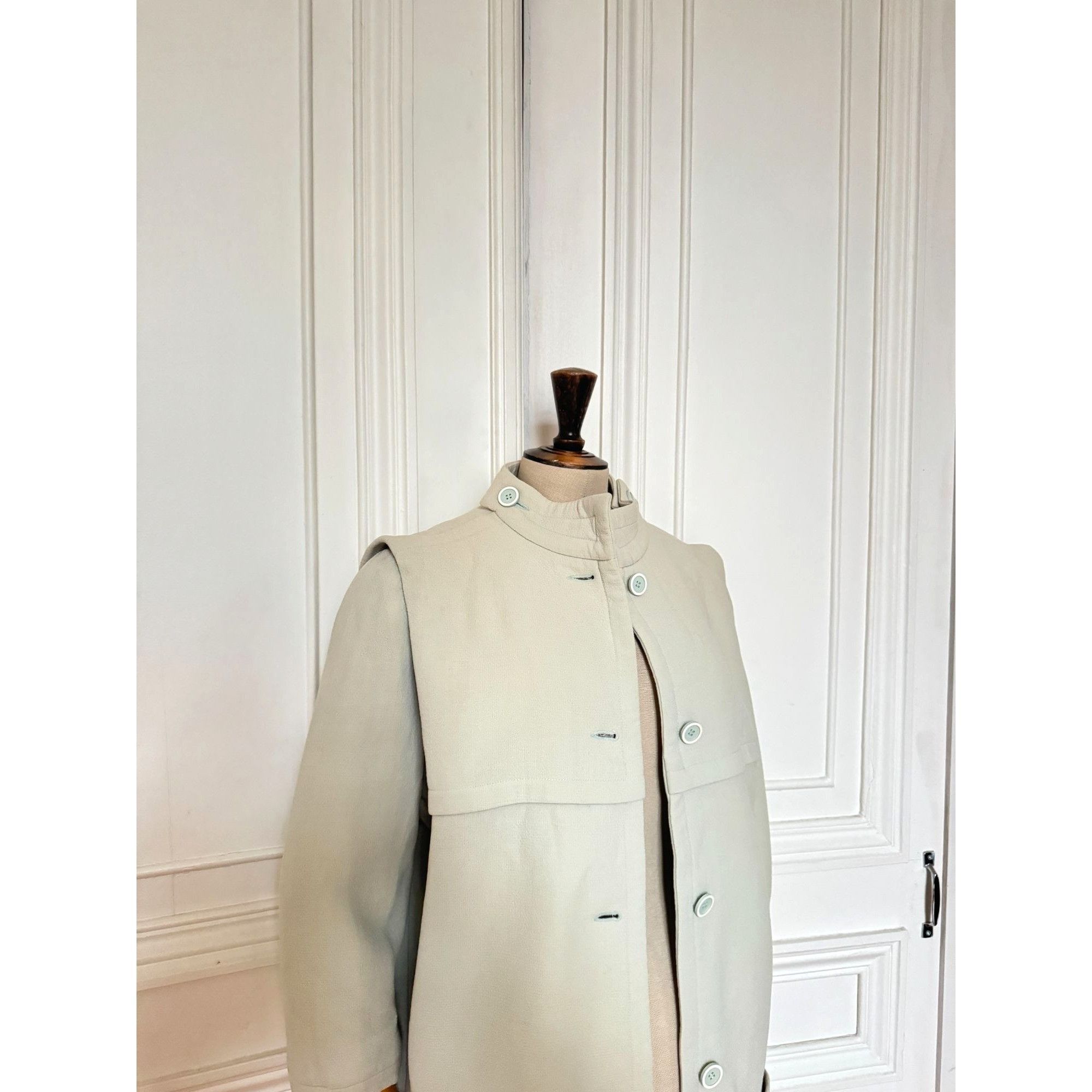Courreges 1960s Beige-Grey Cotton Coat Size M / US 6-8 / IT 42-44 - 3 Thumbnail