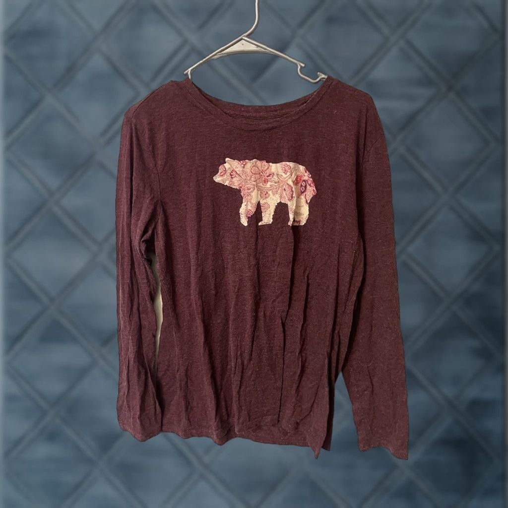Vintage G.H. Bass & Co. Shirt Womens Red Burgundy Heather Long Sleeve Round Neck XL Casual Knit Cotton Blend Regular Modern Classic Size XL / US 12-14 / IT 48-50 - 1 Thumbnail