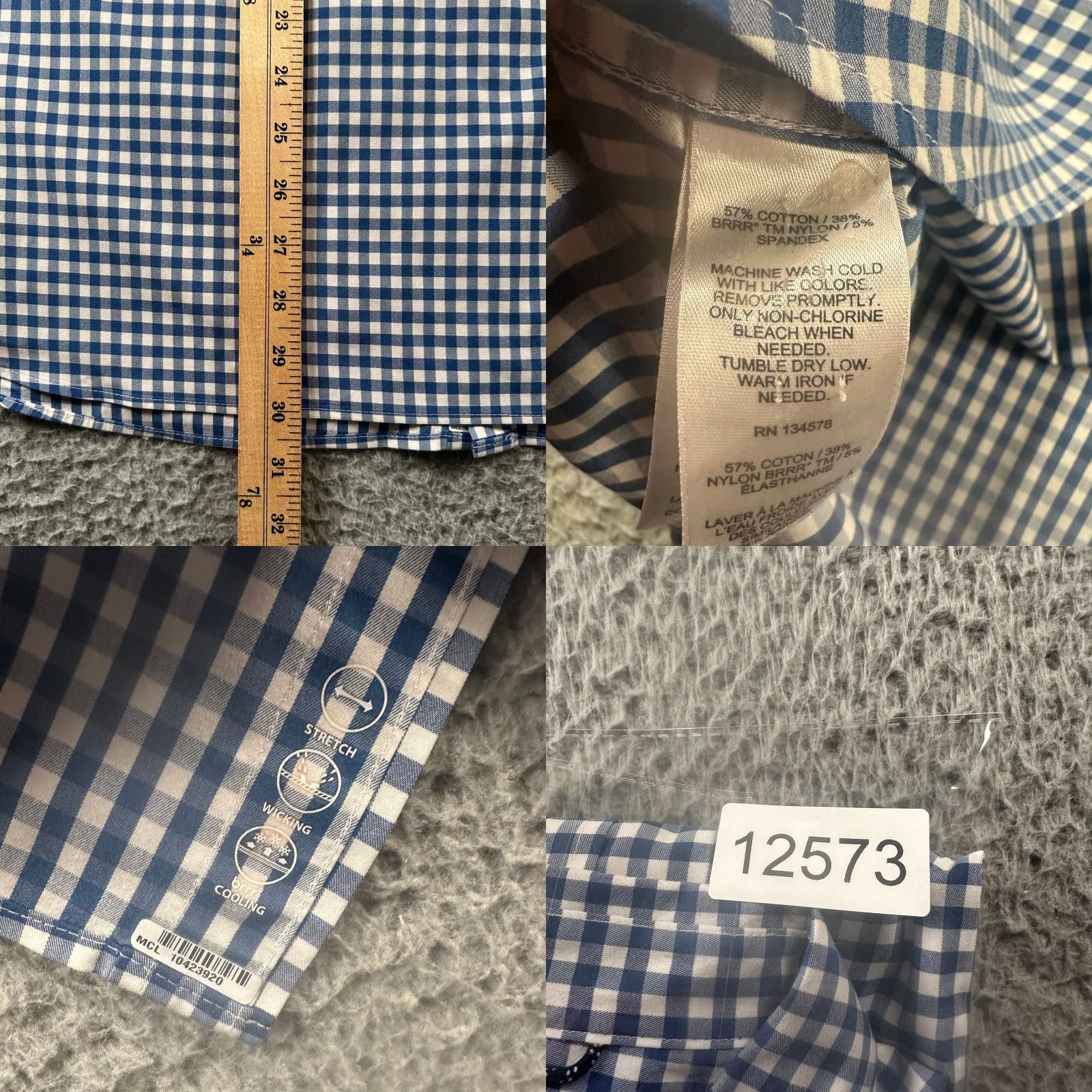 Vineyard Vines Vineyard Vines OTG Performance Shirt Mens XL Blue Gingham Button Down Wicking Size US XL / EU 56 / 4 - 8 Thumbnail