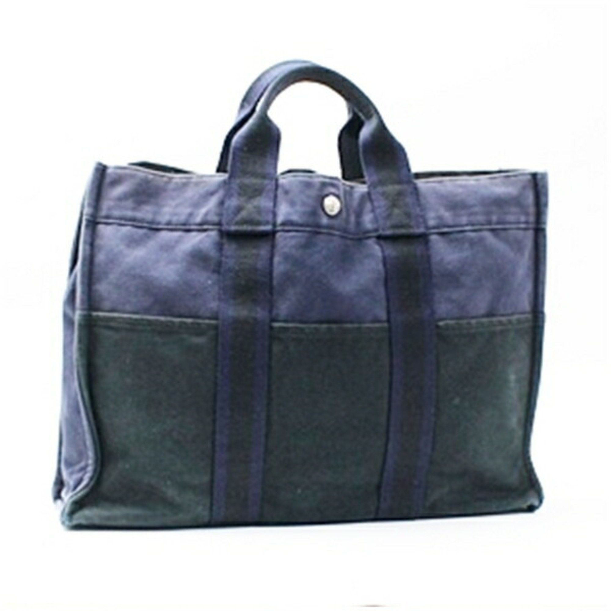 Hermes Hermes Hermès Foul Tou MM Canvas Tote Bag, Navy x Black Two-Tone, for Men and Women Size ONE SIZE - 1 Thumbnail