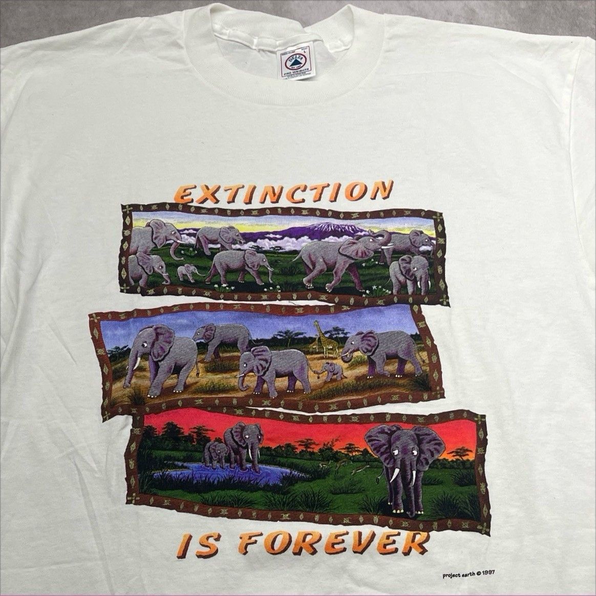 Delta Vtg 90s Elephant Nature Tee Project Earth 1997 Extinction Is Size US L / EU 52-54 / 3 - 1 Thumbnail