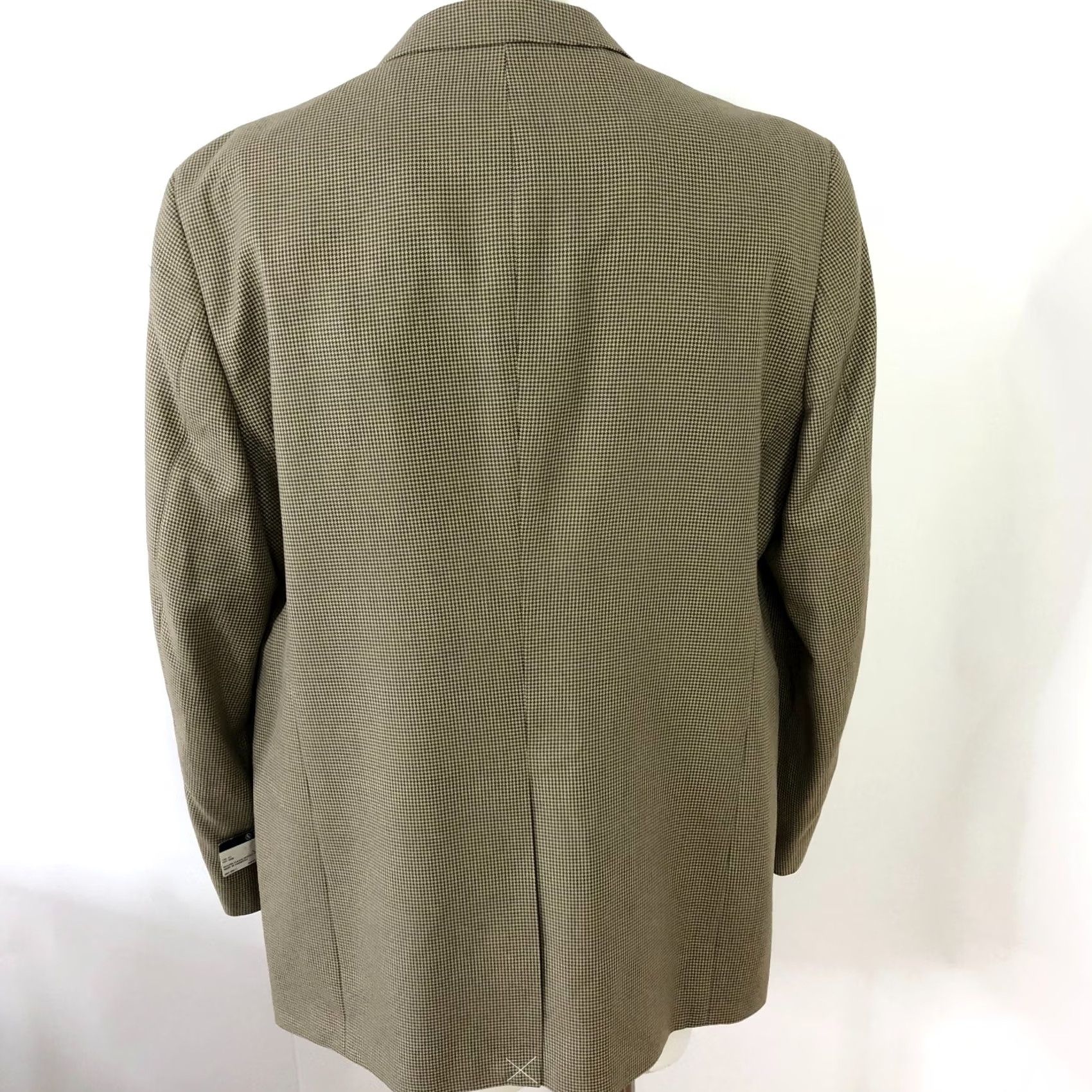 Stafford Stafford Essentials NEW 44 Long Blazer Sport Coat Jacket Houndstooth Brown Beige Men Size 44R - 3 Thumbnail