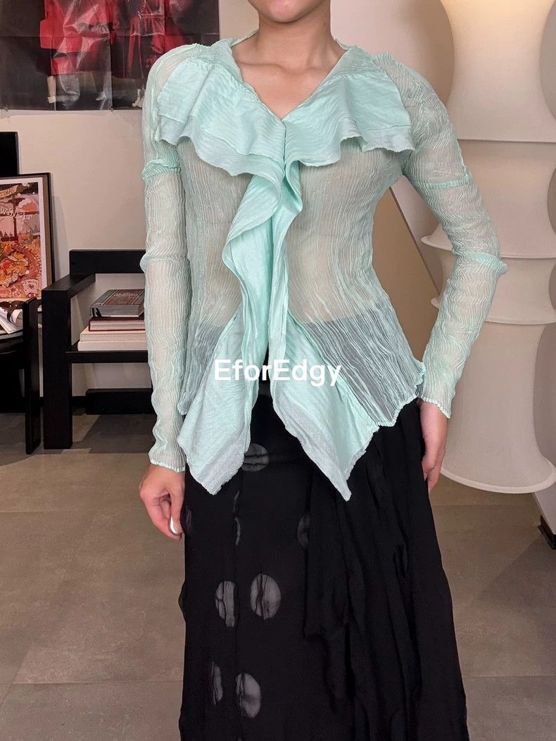 Issey Miyake issey miyake size:2 Light green pleated coat Size XXS / US 00 / IT 34 - 1 Thumbnail