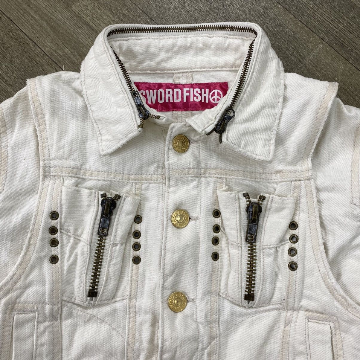 Japanese Brand 2000s Swordfish Studded Punk Lgb Style Bono Denim Jacket Y2K Size XS / US 0-2 / IT 36-38 - 6 Thumbnail
