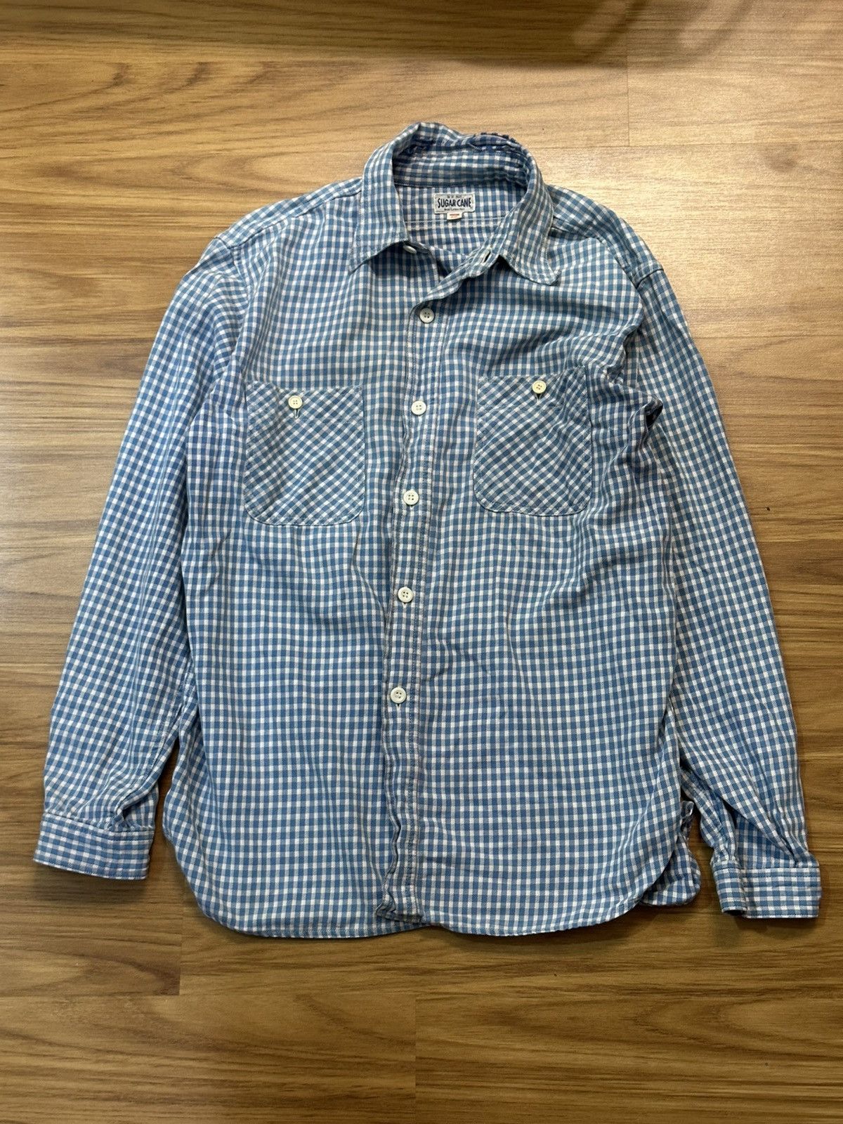 Sugar Cane Vintage Sugar Cane Blue Checkered Double Pocket Button Up Size US M / EU 48-50 / 2 - 15 Thumbnail
