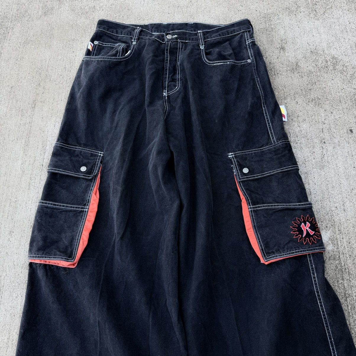 JNCO Vintage 90s Kikwear Cargo Denim Black Pants Sz 34 Rave Jnco Size US 30 / EU 46 - 3 Thumbnail