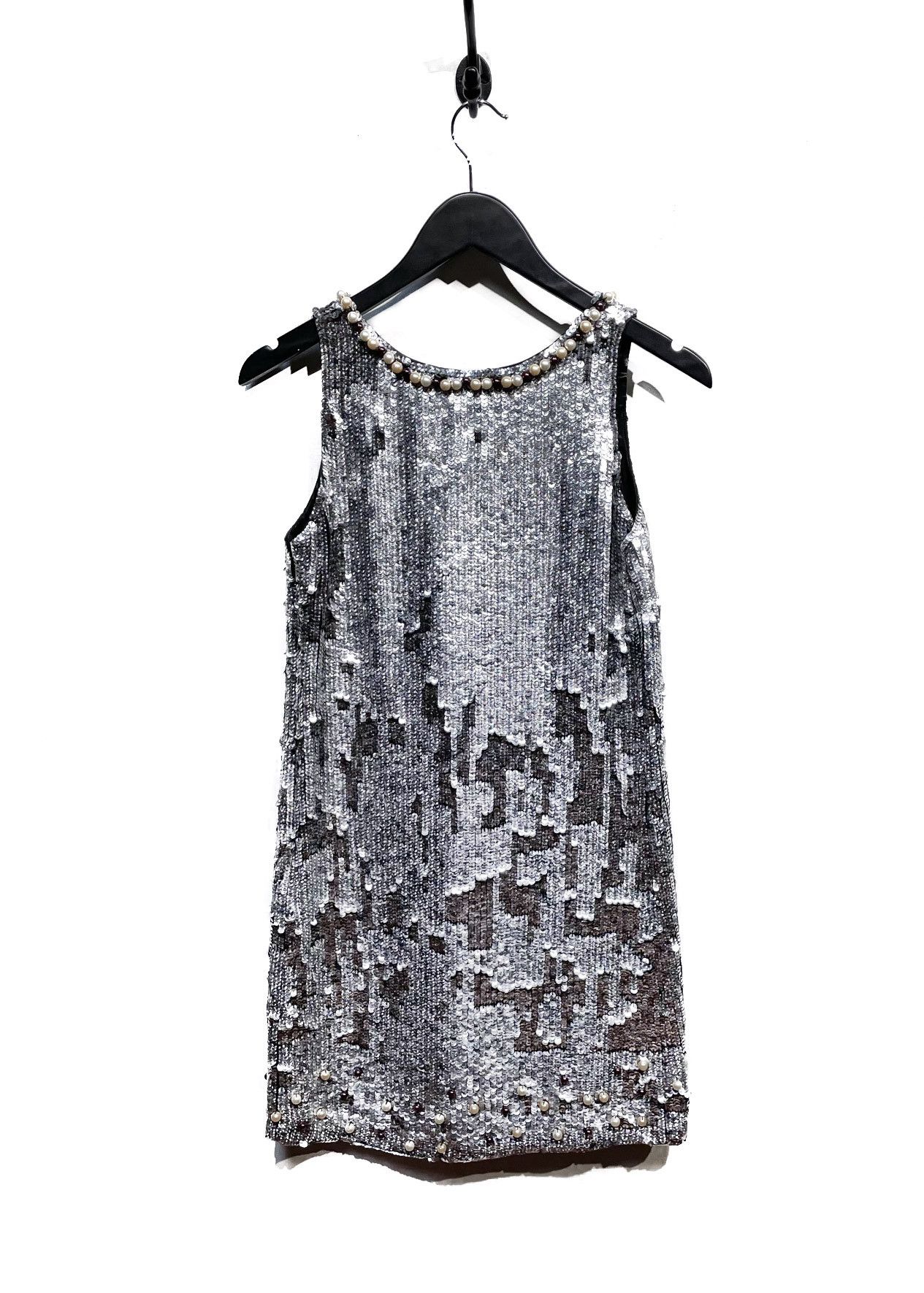 RED Valentino Red Valentino Silver Sequin Pearl Embellished Mini Dress Size S / US 4 / IT 40 - 5 Thumbnail