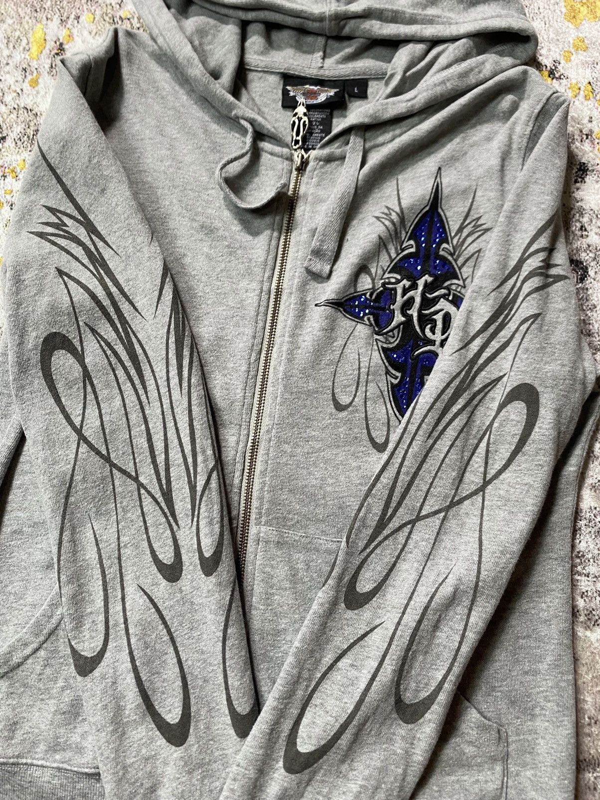 Harley Davidson × If Six Was Nine Y2K Harley Davidson Tribal Zip Hoodie Size L / US 10 / IT 46 - 3 Thumbnail