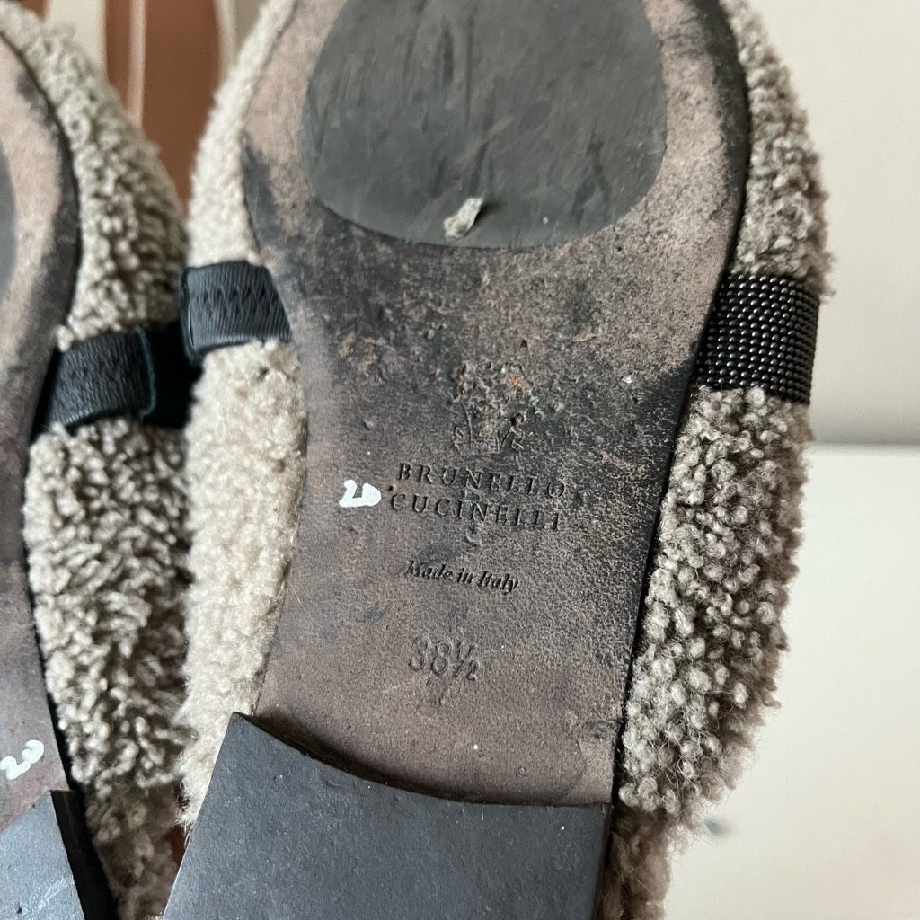 Brunello Cucinelli Brunello Cucinelli Shearling Monili Band Flat Slip On Mules Size US 8 / IT 38 - 7 Thumbnail