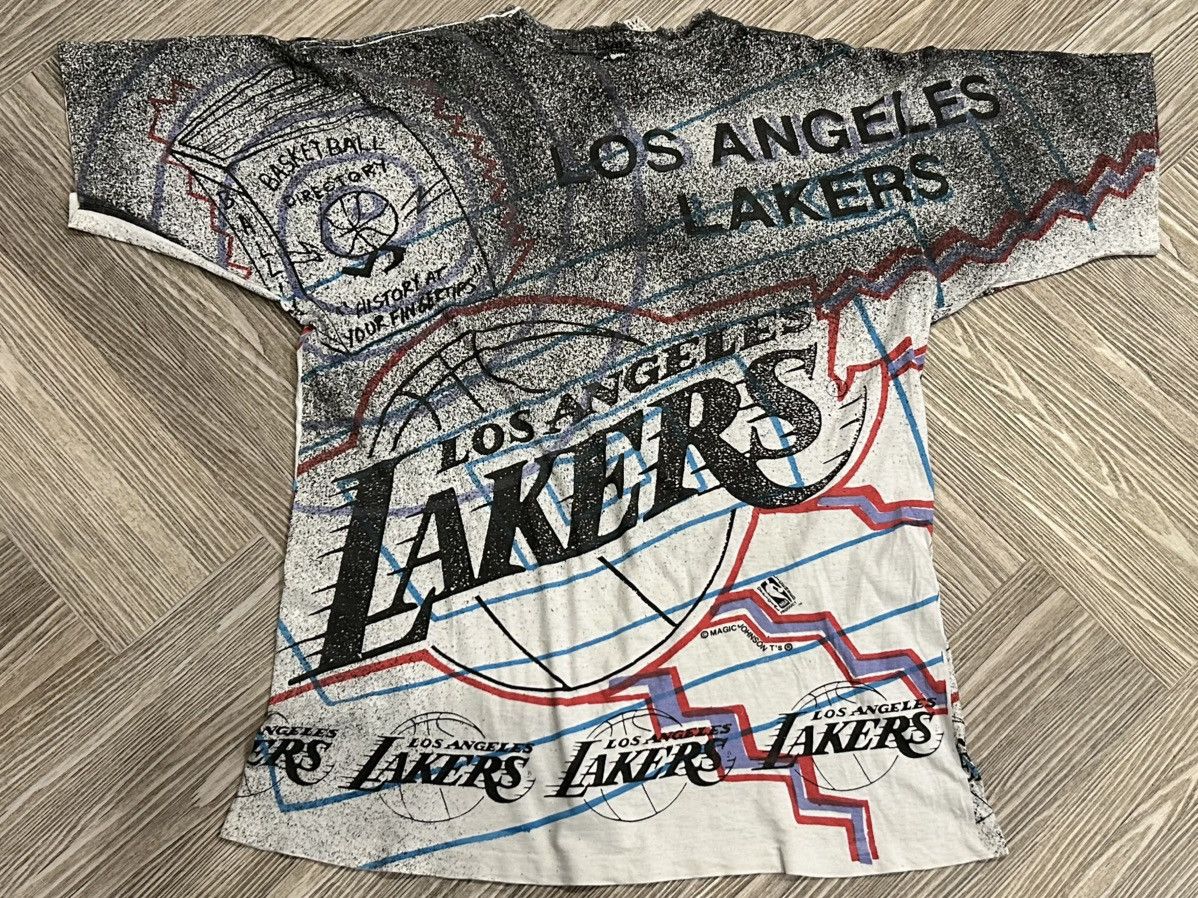 NBA × Vintage *RARE* Vintage L.A Lakers Magic Johnson AOP (Single Stitch) Size US L / EU 52-54 / 3 - 2 Thumbnail