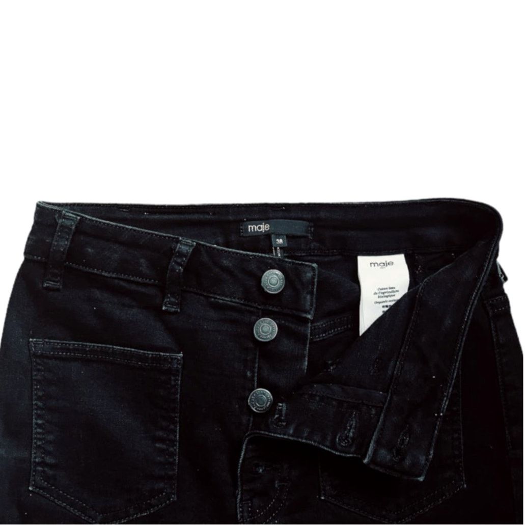 Maje MAJE Passion Double Pocket Black Jeans Cropped | Size 28 Size 28" / US 6 / IT 42 - 2 Thumbnail