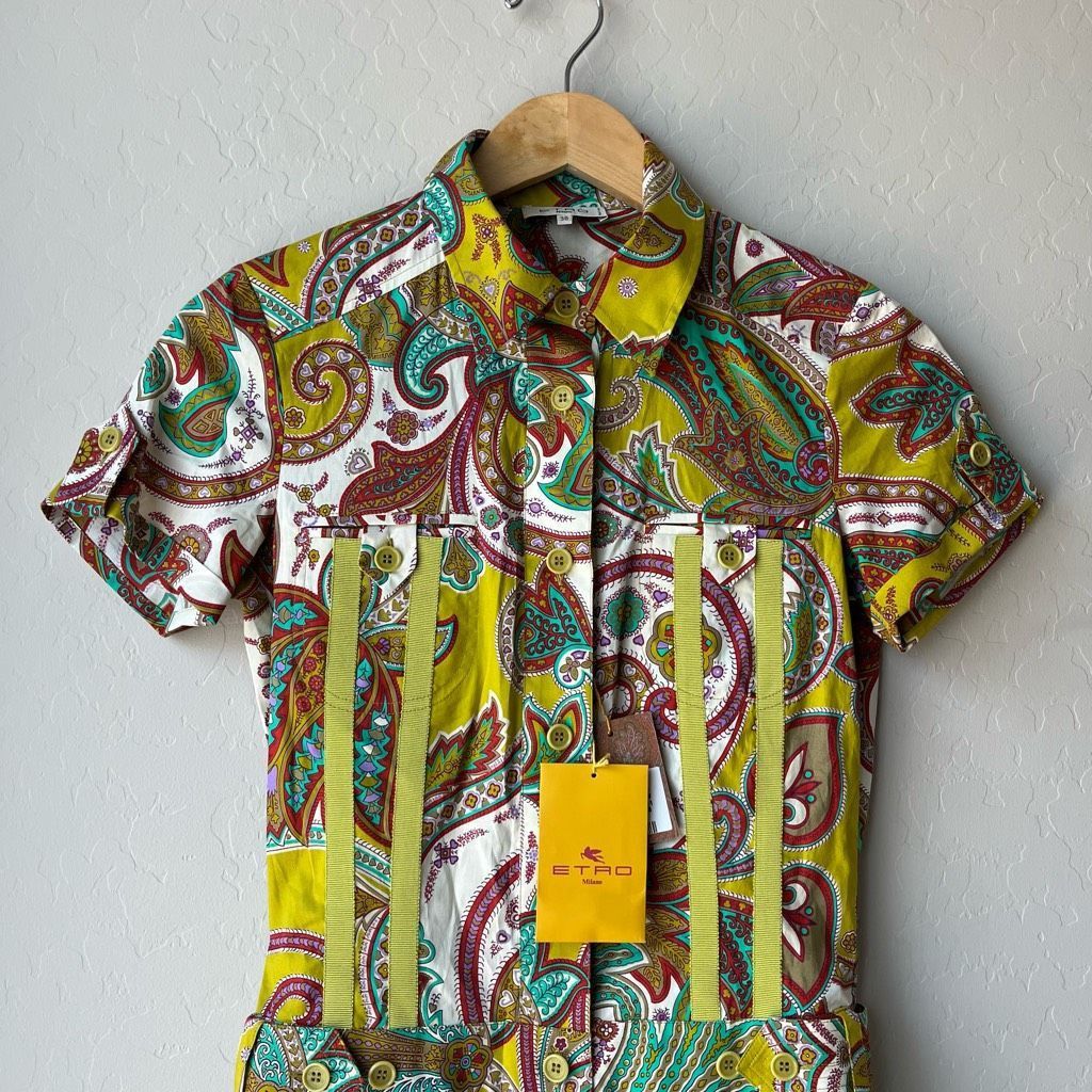 Etro NEW ETRO Dress Paisley Print Collared Button Down Shirt Dres Size XS / US 0-2 / IT 36-38 - 4 Thumbnail