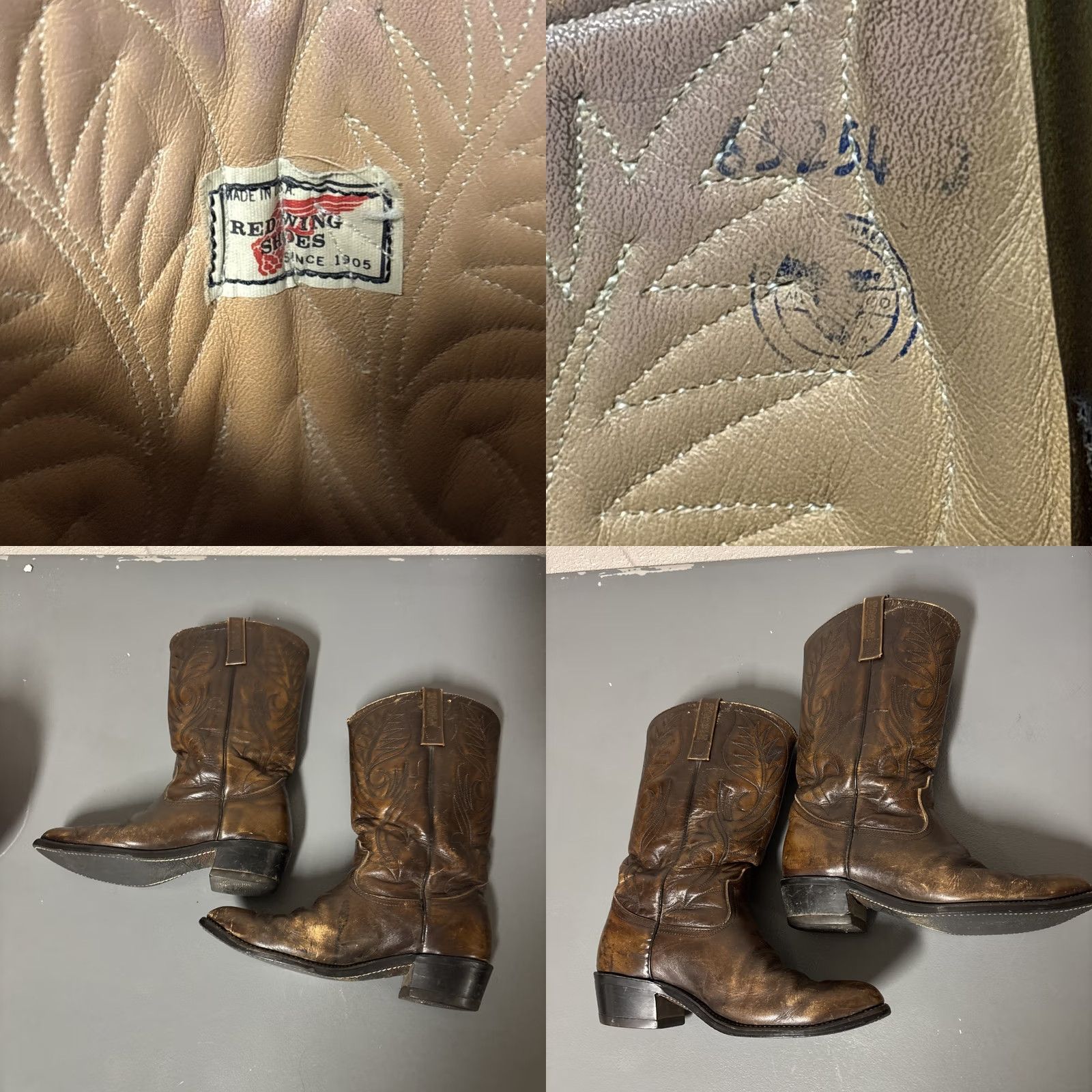 Vintage VTG Red Wing Pecos 9801-1 Brown Western Stitched Cowboy Leather Boots Mens 10 Size US 10 / EU 43 - 8 Thumbnail