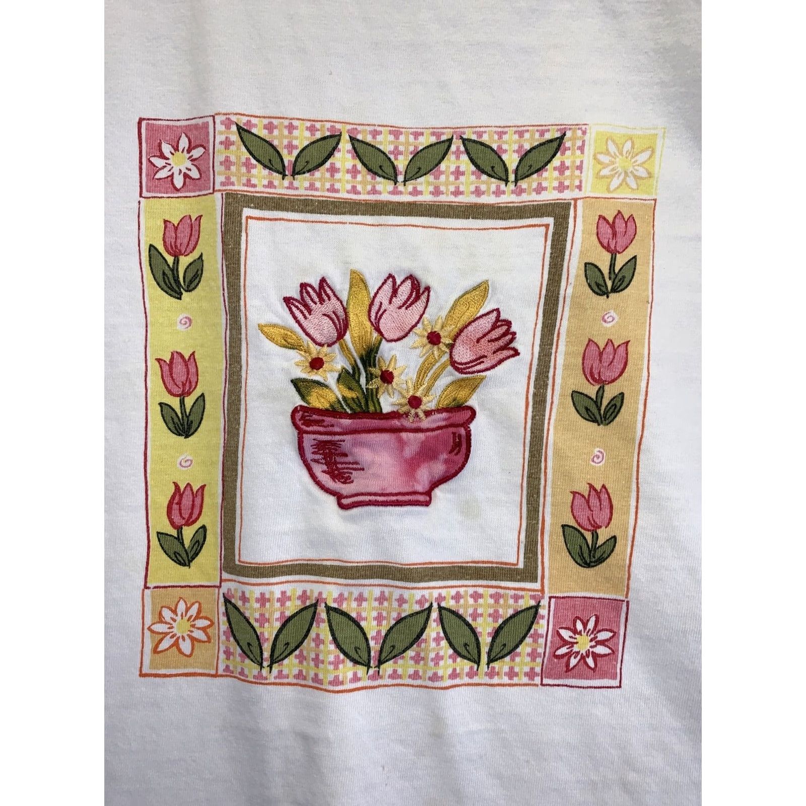 Vintage VINTAGE Bold Spirit Womens Floral Embroidered Graphic Print T-Shirt M White 1990s Mens Womens Boys Girls Size M / US 6-8 / IT 42-44 - 2 Thumbnail