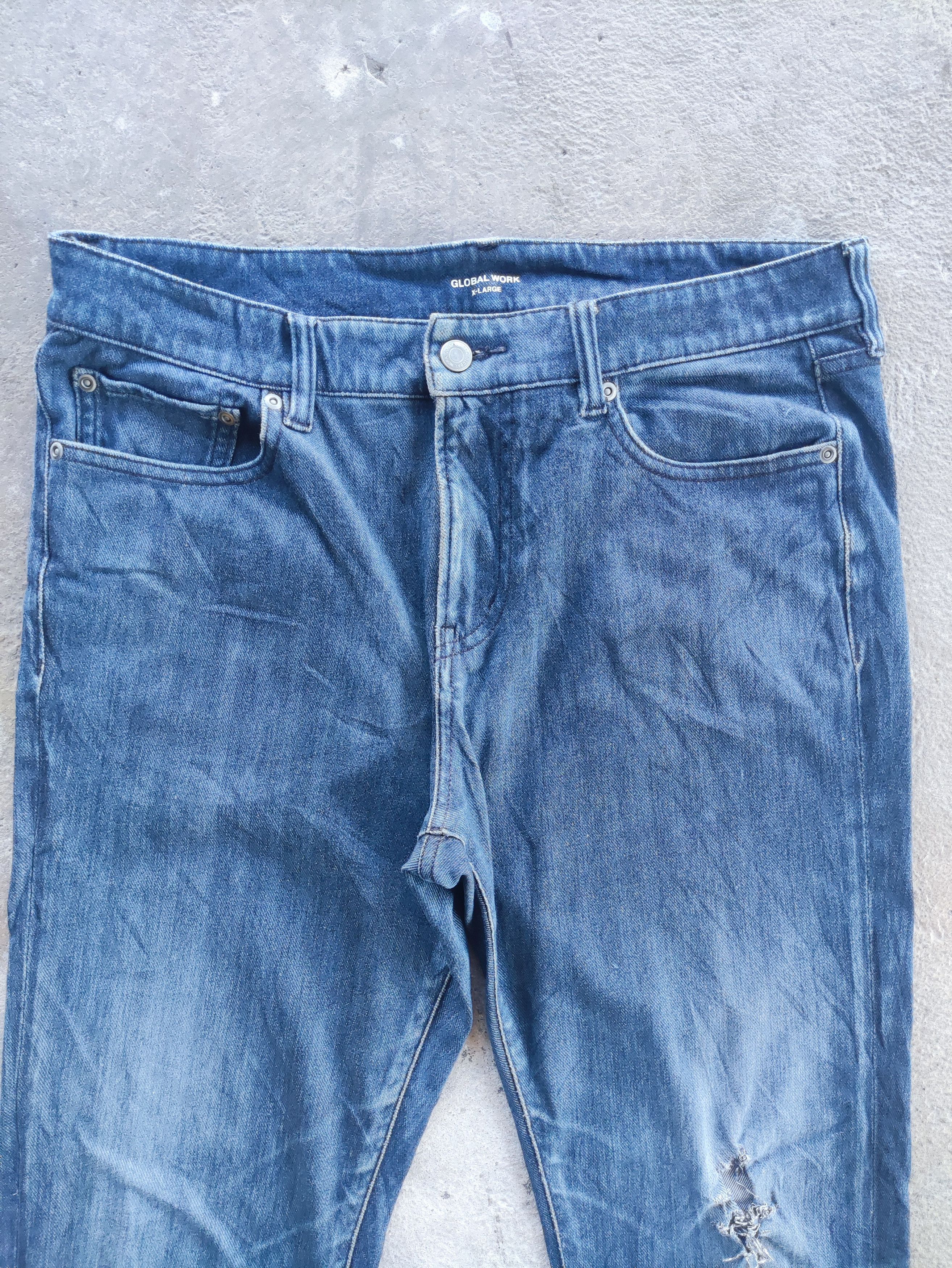 Global Work × Japanese Brand × Jean W36 Vintage Global Work Brand Distress Faded Denim Pants Size US 36 / EU 52 - 3 Thumbnail