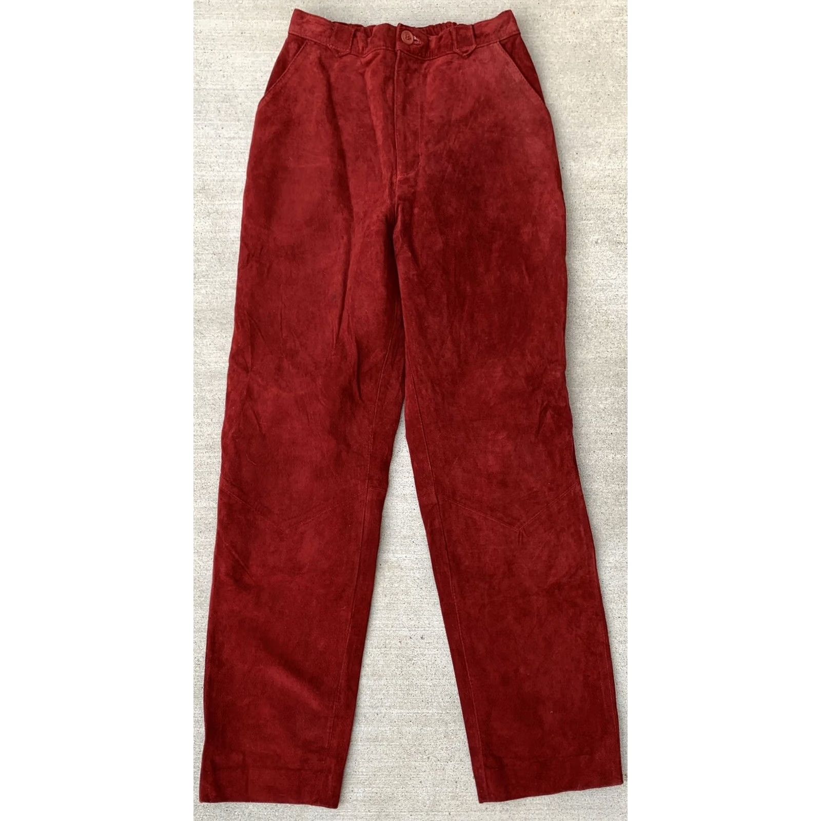 Doublet VINTAGE Double D Ranch Wear Pig Suede Pants Cowgirl Western Made In USA Size 12 28 Waist Rockabilly Leather Look Brown Rust Orange Copper Jeans Womens Size 34" / US 12 / IT 48 - 6 Thumbnail
