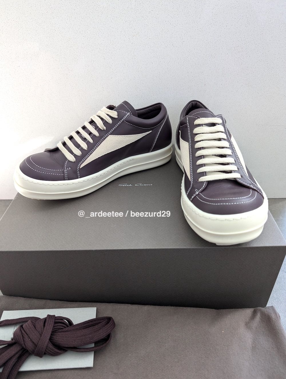 Rick Owens *NEW* AMETHYST LEATHER VINTAGE SNEAKERS VANS LUXOR FW23 Size US 7 / IT 37 - 7 Thumbnail