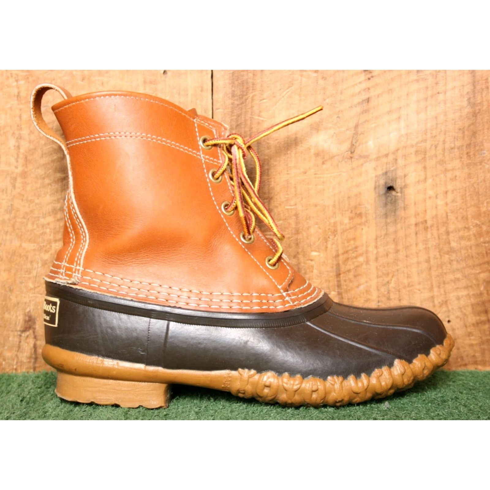 Vintage VINTAGE L.L. BEAN Boots Duck 6" Ankle Rain Boot Women 7M Tan Brown Rubber Leather 5-Eye 2010s Size US 7 / IT 37 - 2 Thumbnail