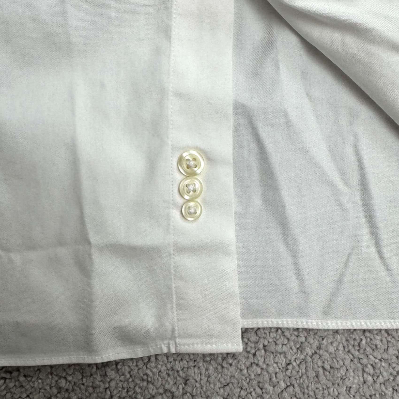 Vintage Paul Fredrick Dress Shirt Mens 17.5 33 White Cotton Non-Iron Pinpoint Two-Ply Classic Size 48R - 5 Thumbnail