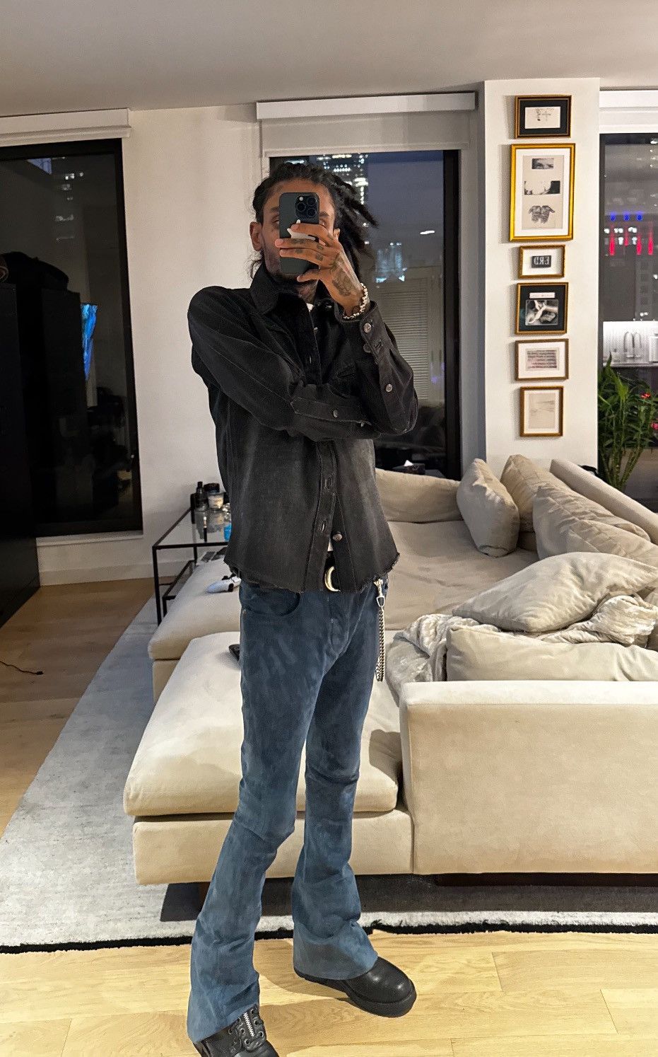 Chrome Hearts Chrome Hearts LENNY KRAVITZ Personal SUEDE LEATHER JEANS Size US 30 / EU 46 - 1 Thumbnail