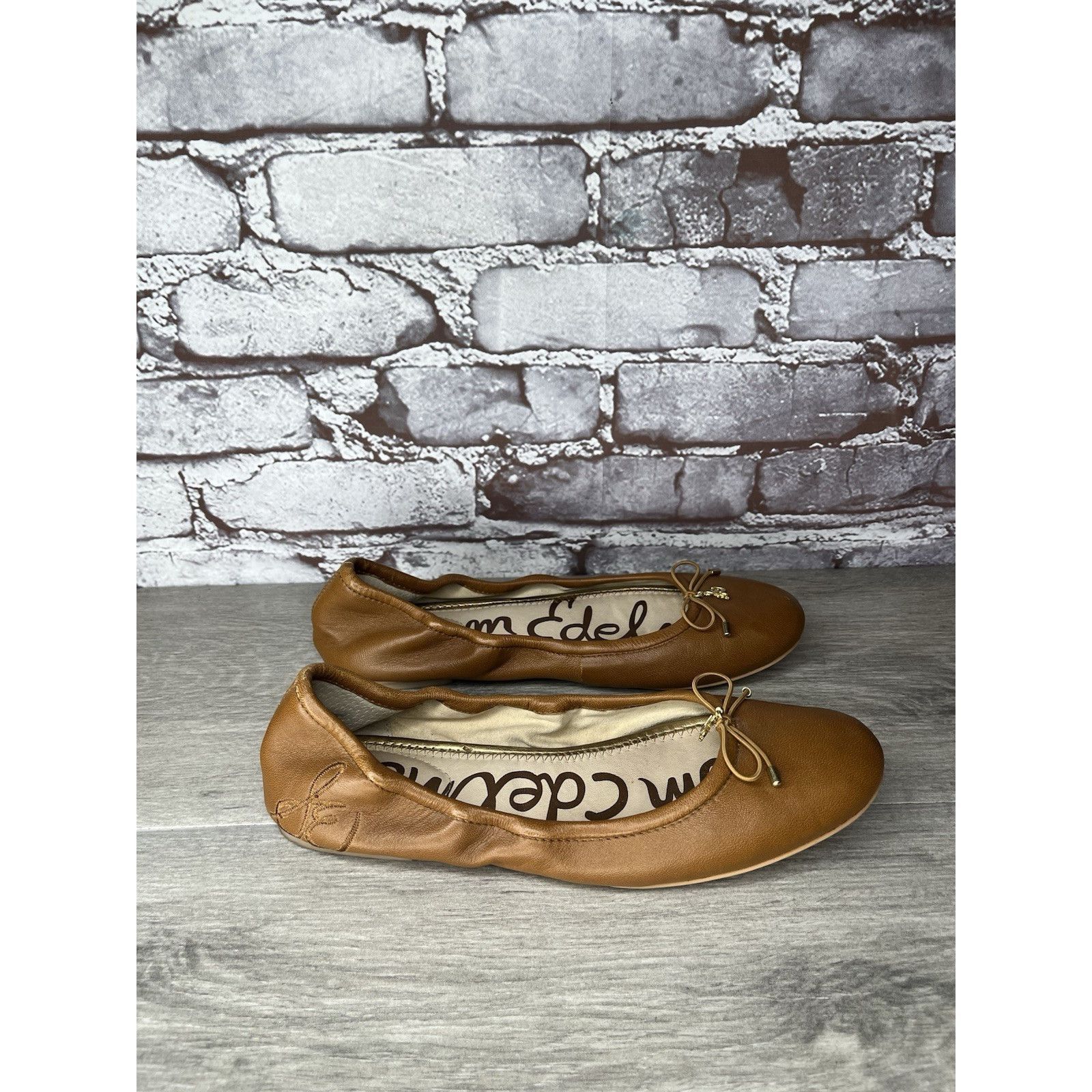 Sam Edelman Sam Edelman Felicia Brown Leather Bow Classic Ballet Flats W Size US 7.5 / IT 37.5 - 3 Thumbnail