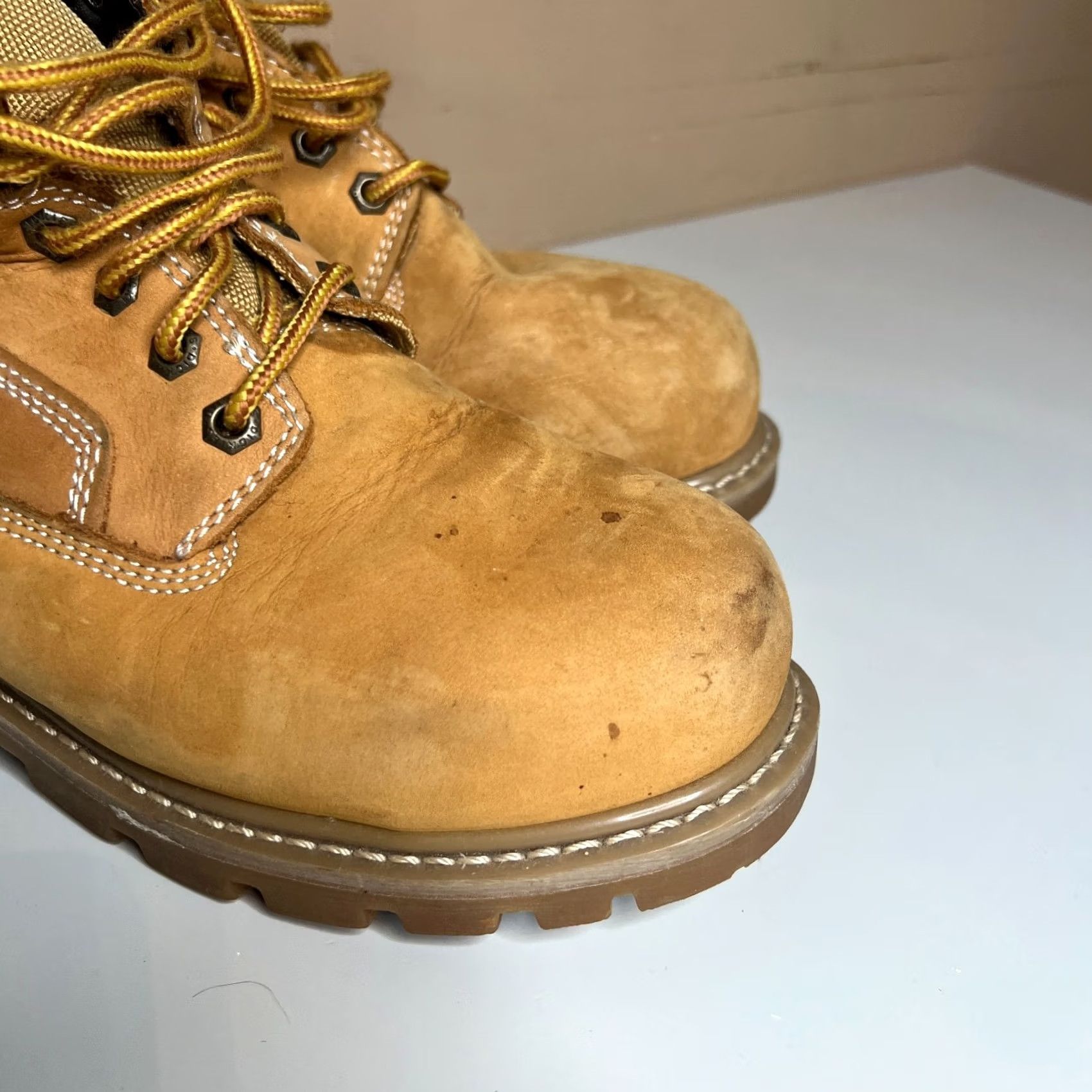 Dickies Men Steel Toe Waterproof Work Boots Tan Leather Size 