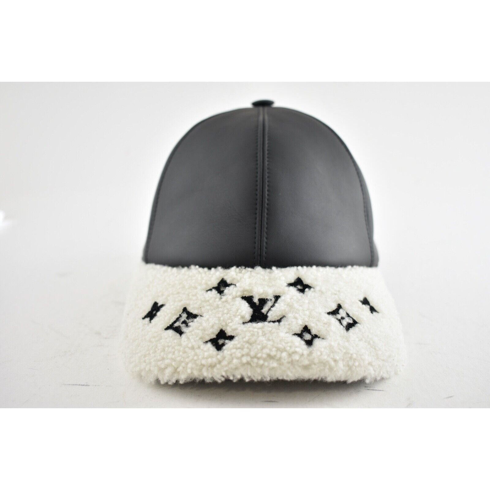 Louis Vuitton Louis Vuitton Leather Shearling Fur Visor Baseball Cap Hat M Size ONE SIZE - 2 Thumbnail