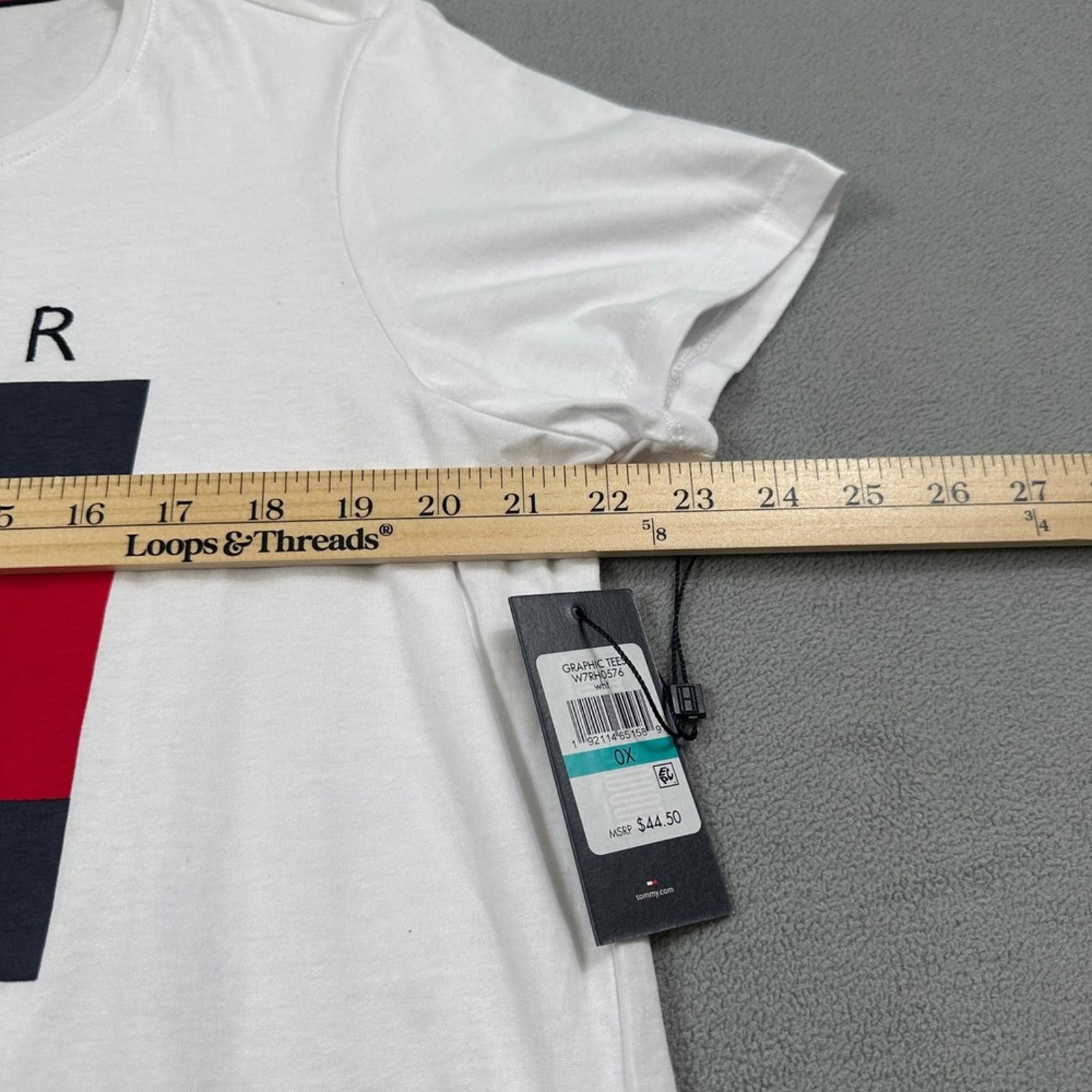 Tommy Hilfiger NWT Tommy Hilfiger Jeans Shirt 0X Womens White Graphic Tee Size L / US 10 / IT 46 - 4 Thumbnail