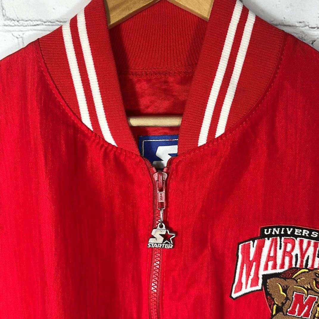 Starter VINTAGE Starter Jacket Maryland Terrapins Terps Quarter Zip Pullover Unisex Adults L Red Black Nylon Made in USA Size US L / EU 52-54 / 3 - 3 Thumbnail