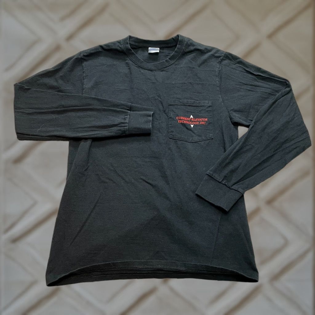 Port & Company Port & Company Shirt Adult Medium Essential Tee Black Pocket Long Sleeve Cotton Size US M / EU 48-50 / 2 - 1 Thumbnail