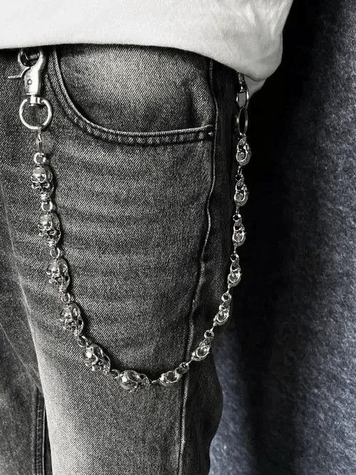 Jewelry Metal Big Skull Wallet Chain, Pants Chain Size ONE SIZE - 8 Thumbnail
