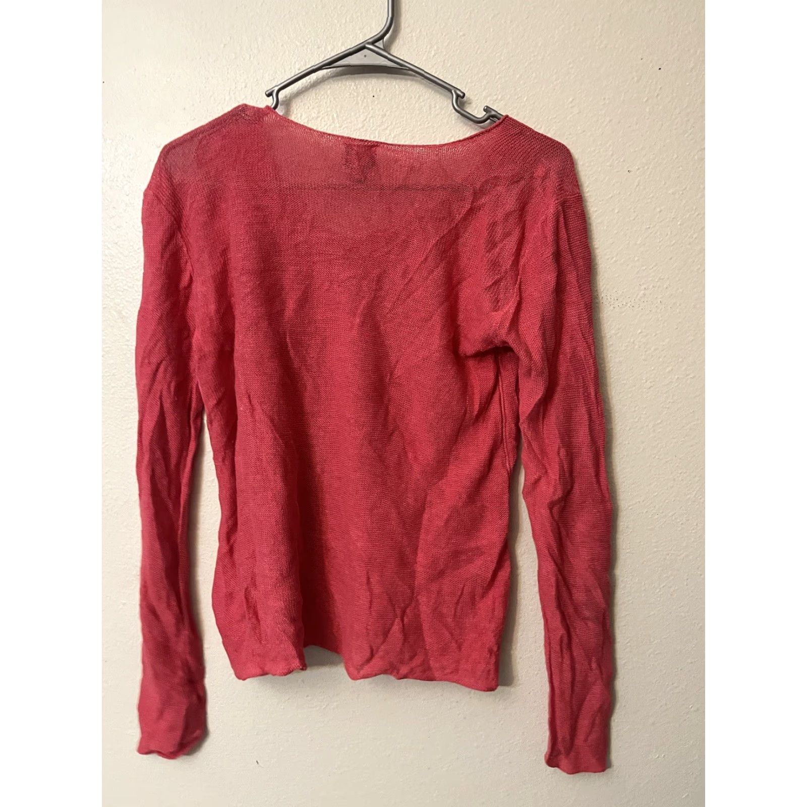 Eileen Fisher Eileen Fisher Shirt Womens Small Pink 100% Linen Cotton Long Sleeve V Neck Sweater Size S / US 4 / IT 40 - 2 Thumbnail